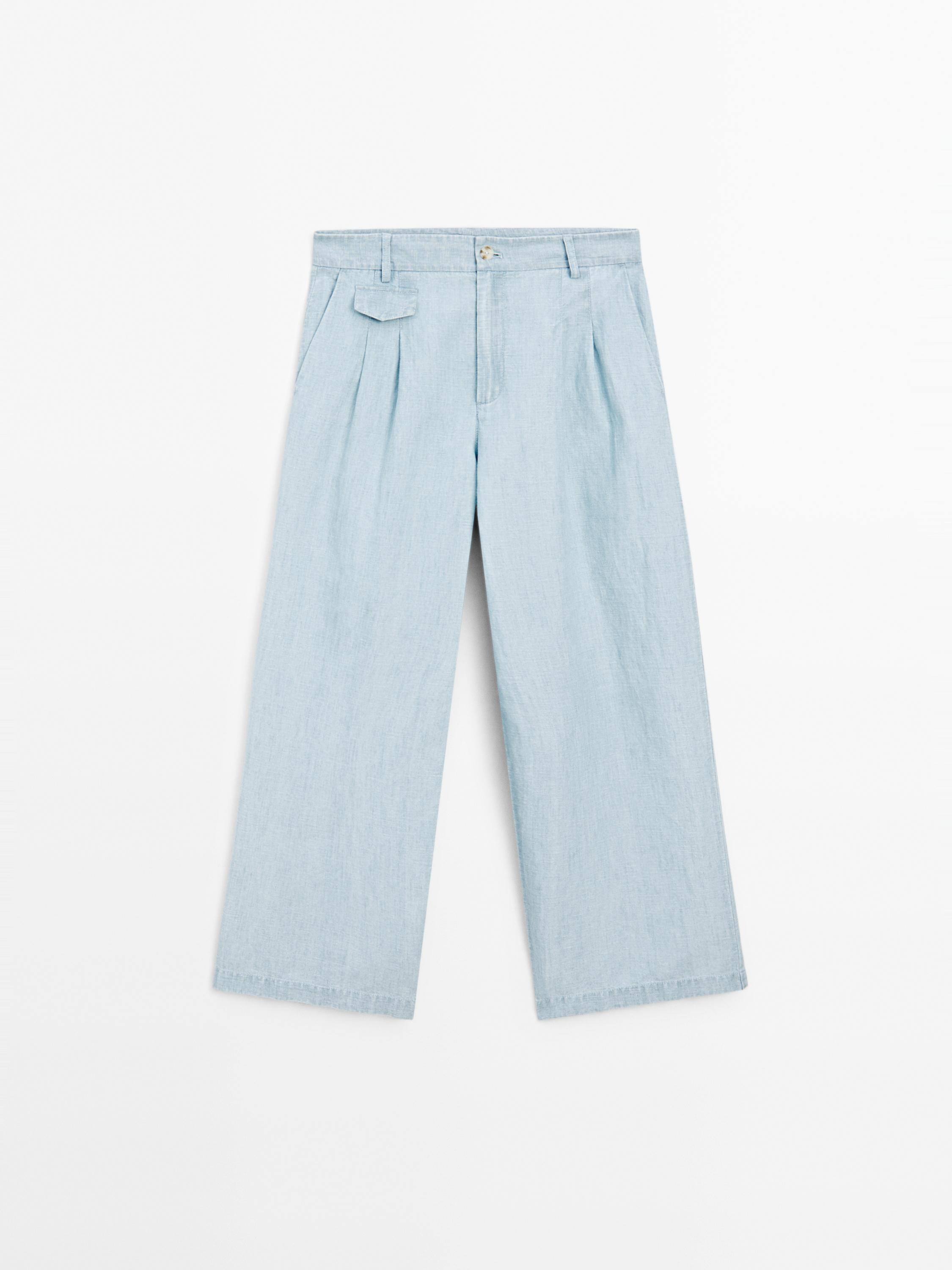 Flowing cotton blend jeans