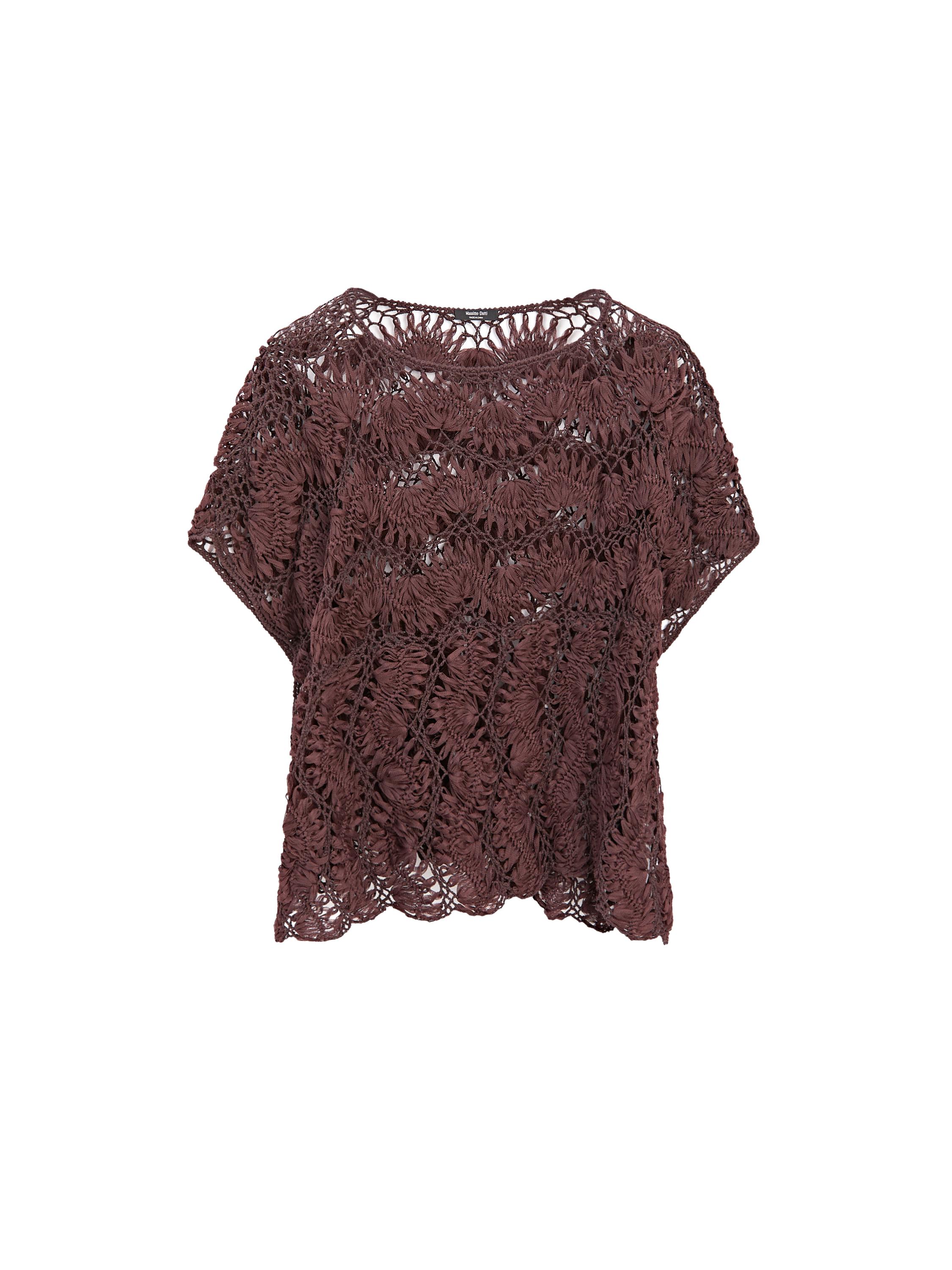 ◆Massimo Dutti◆ Whole pattern crochet cape Oversize wool blend knit cape · Brown · Circular | Massimo Dutti