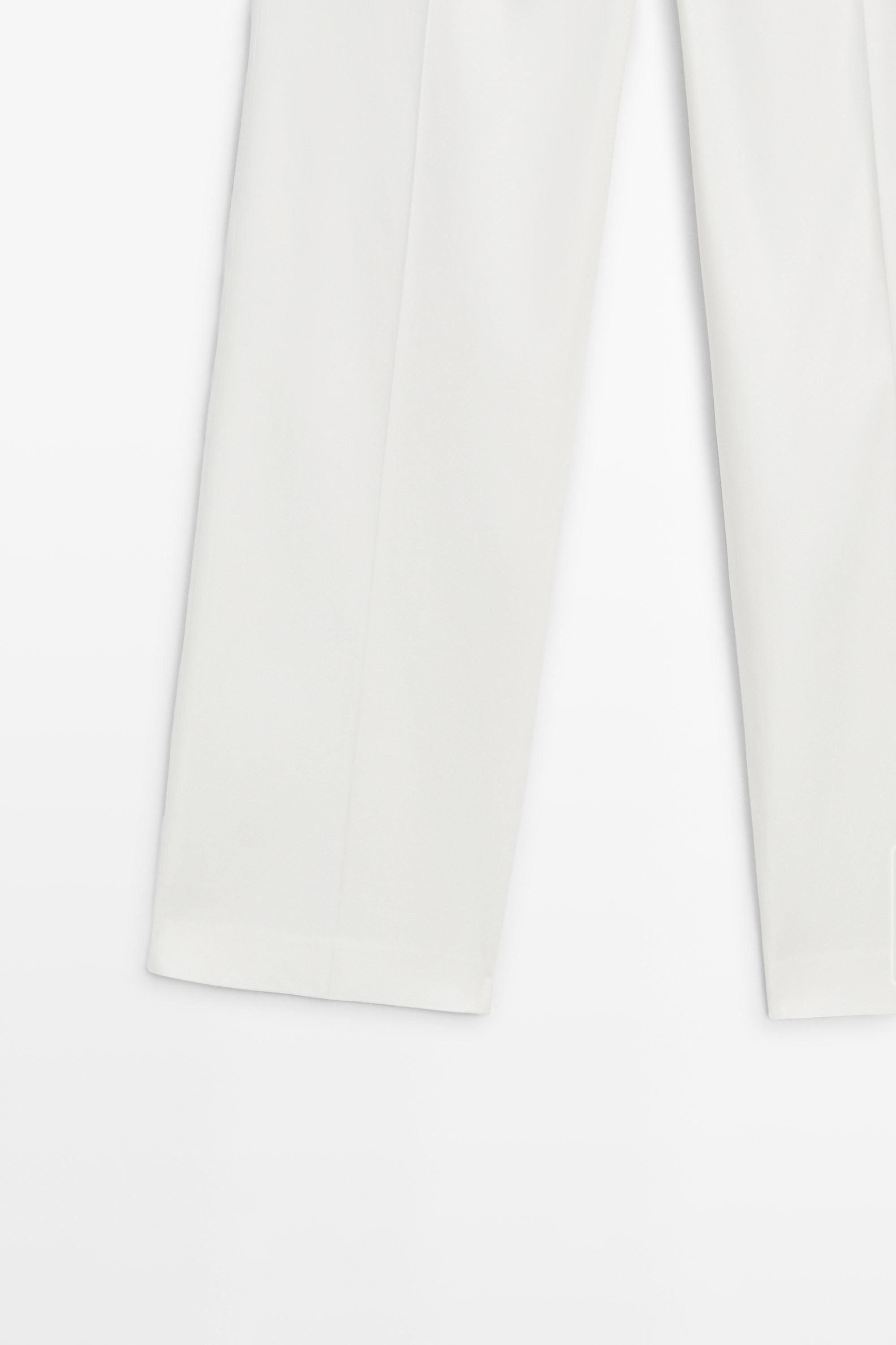 Straight-leg linen blend trousers — WHITE
