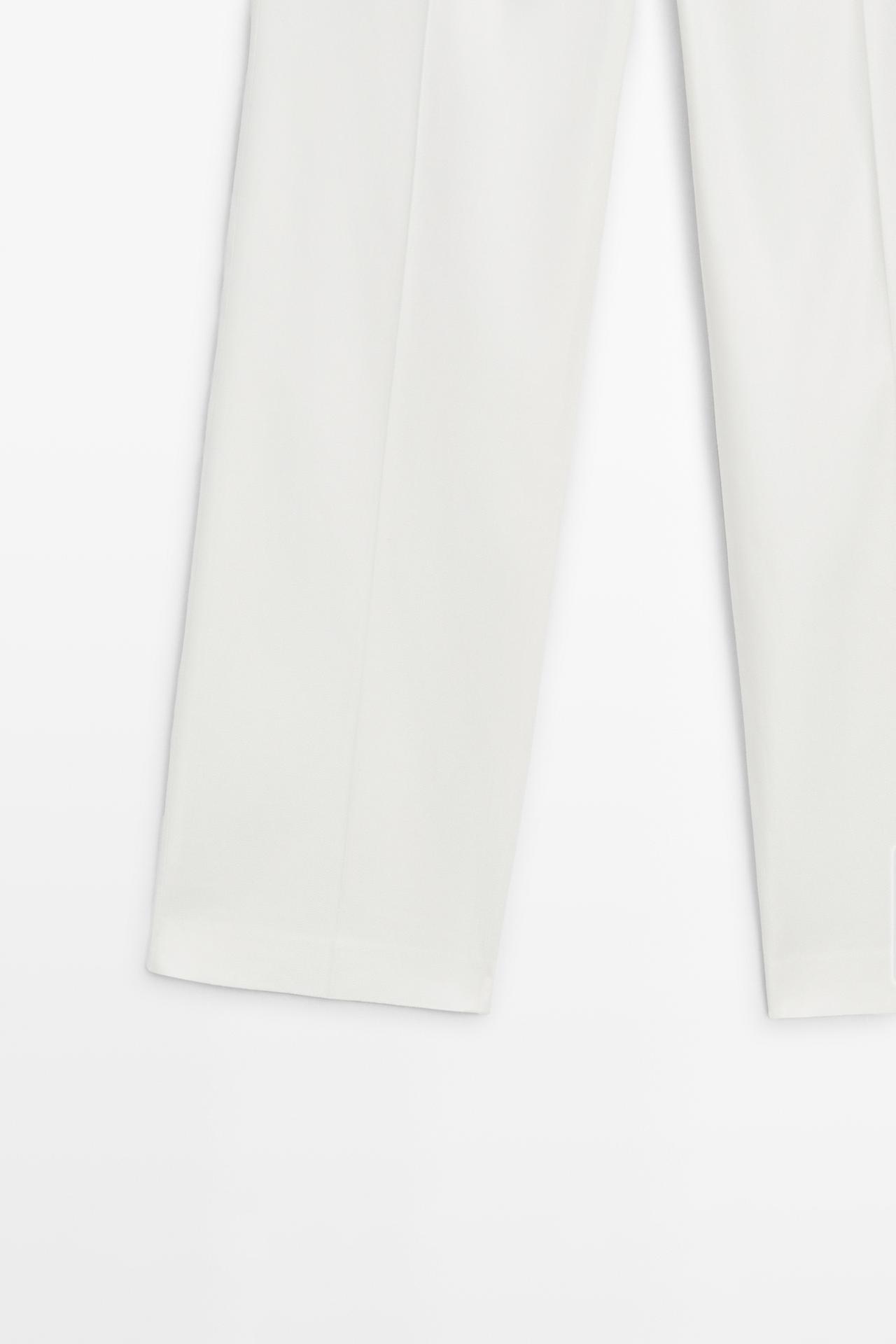 Straight-leg linen blend trousers — WHITE
