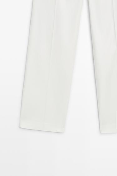 Straight-leg linen blend trousers — WHITE 7