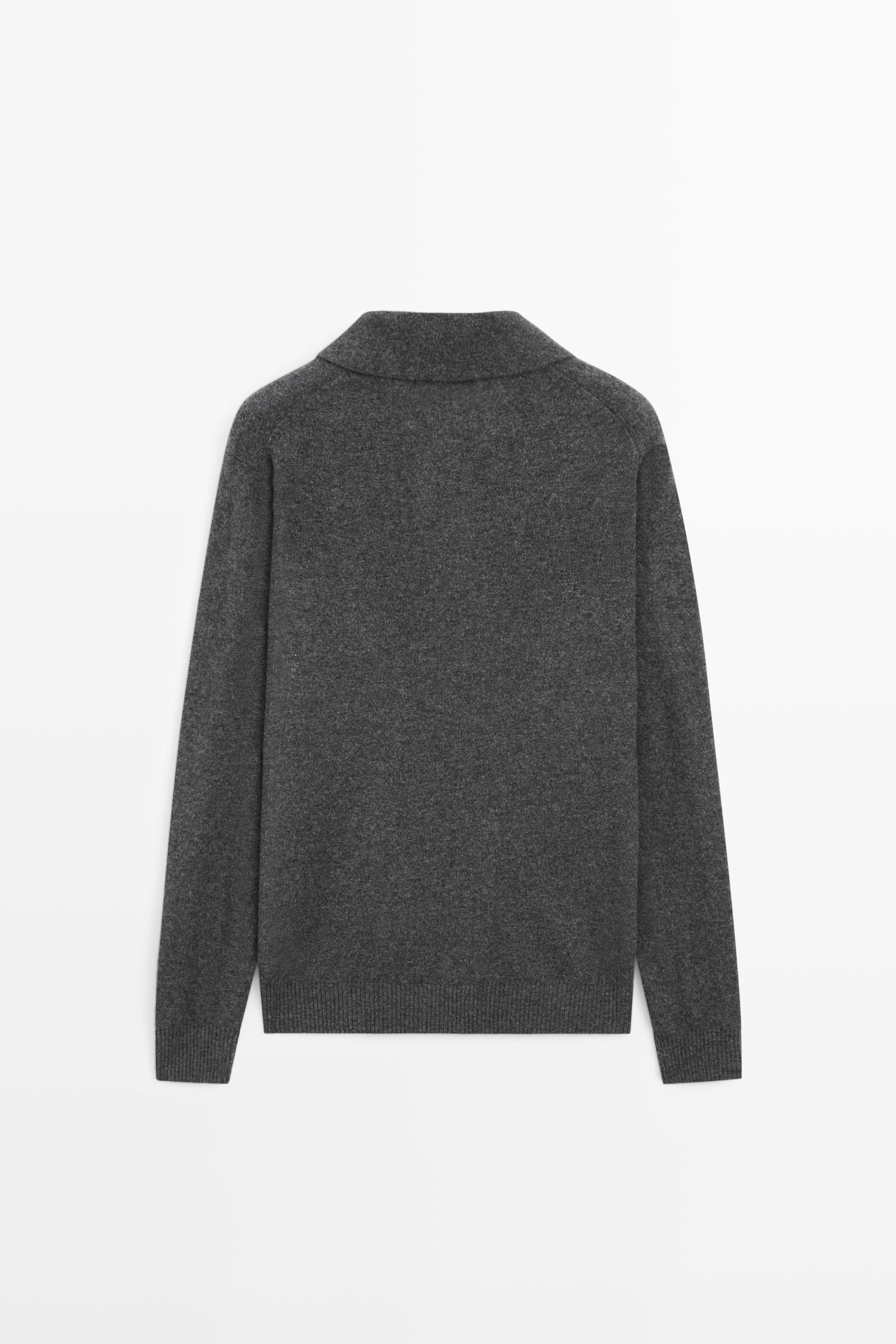 Wool cashmere blend polo sweater
