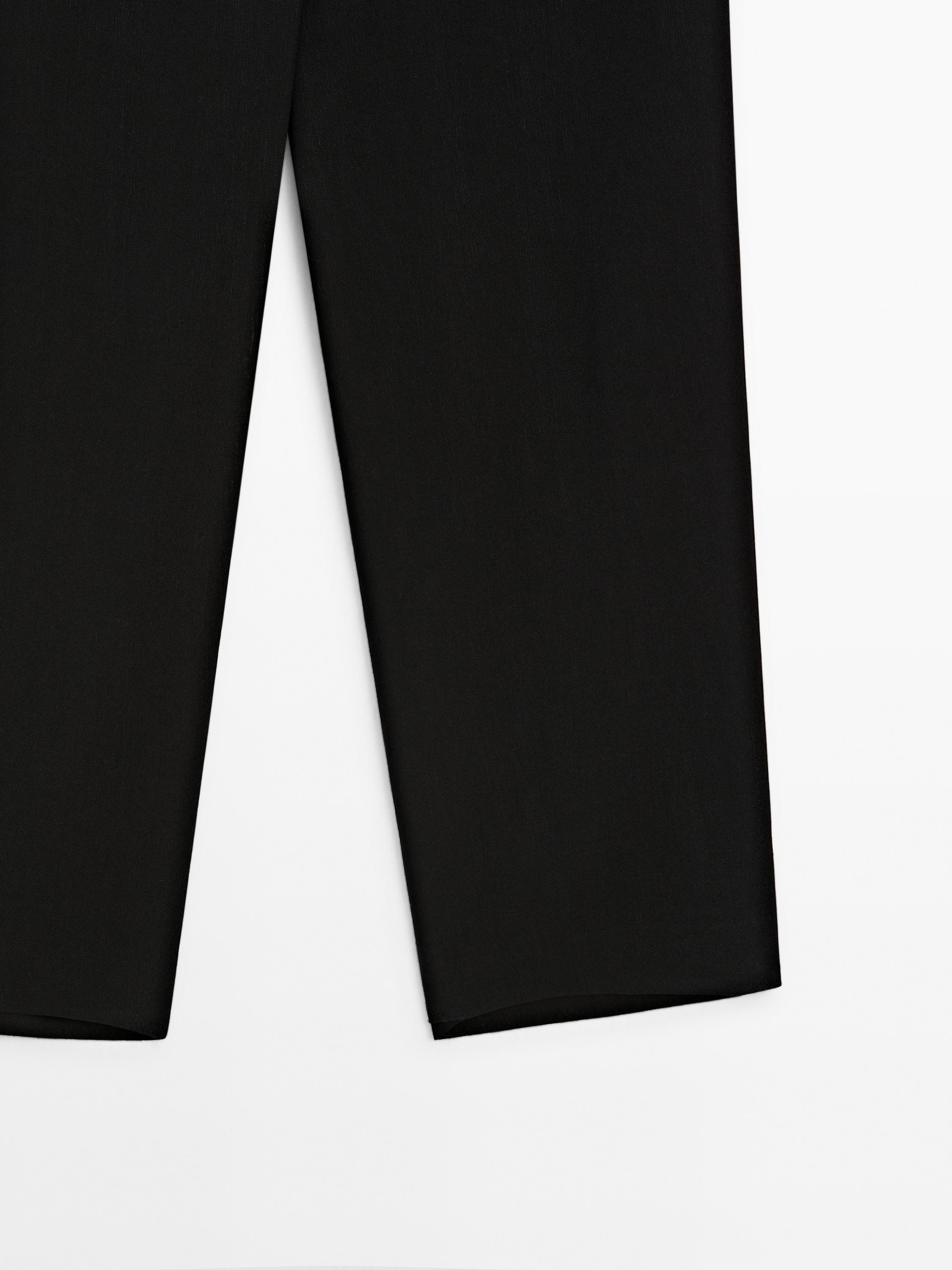 Balloon fit linen blend trousers