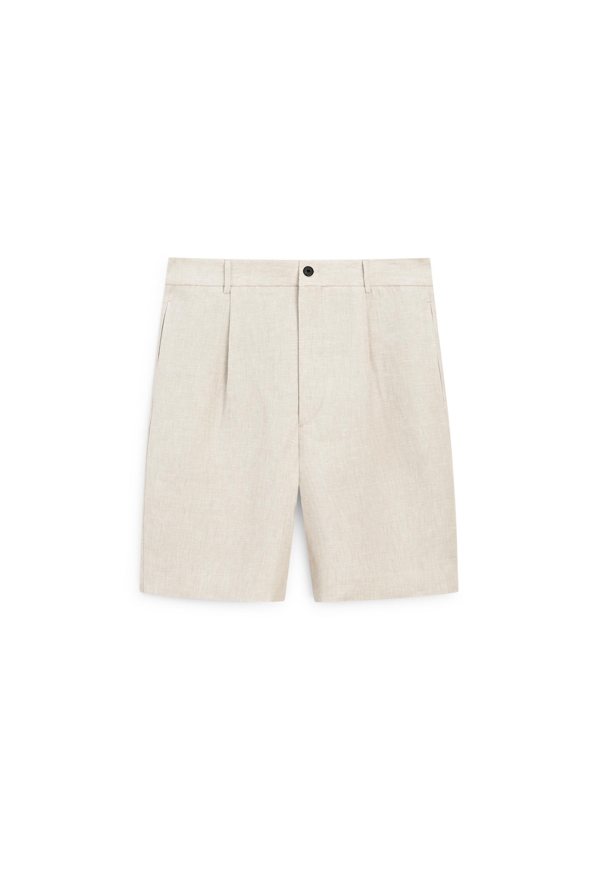 Linen Bermuda shorts with darts - LIMITED EDITION — BEIGE