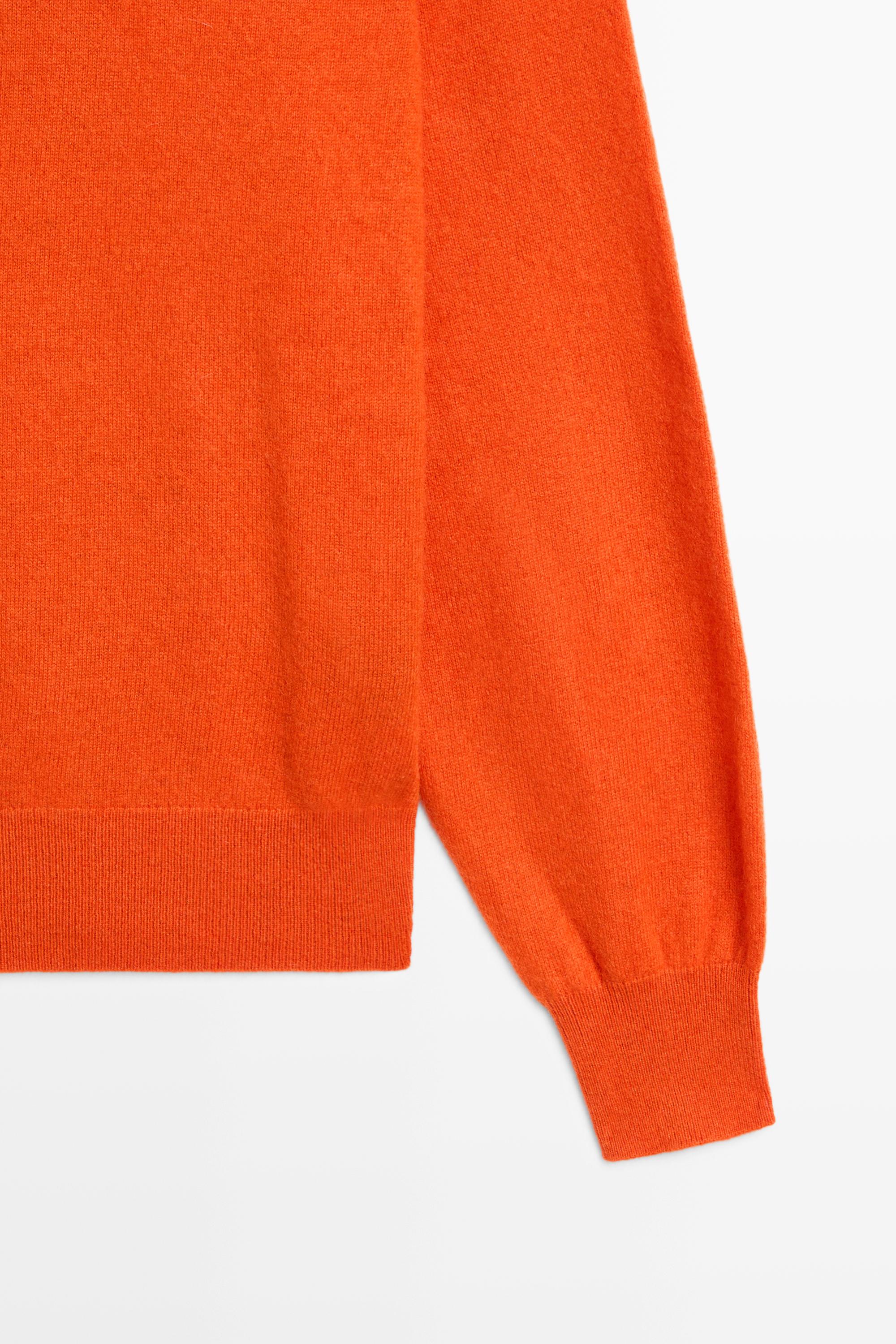 100% cashmere long sleeve sweater — ORANGE