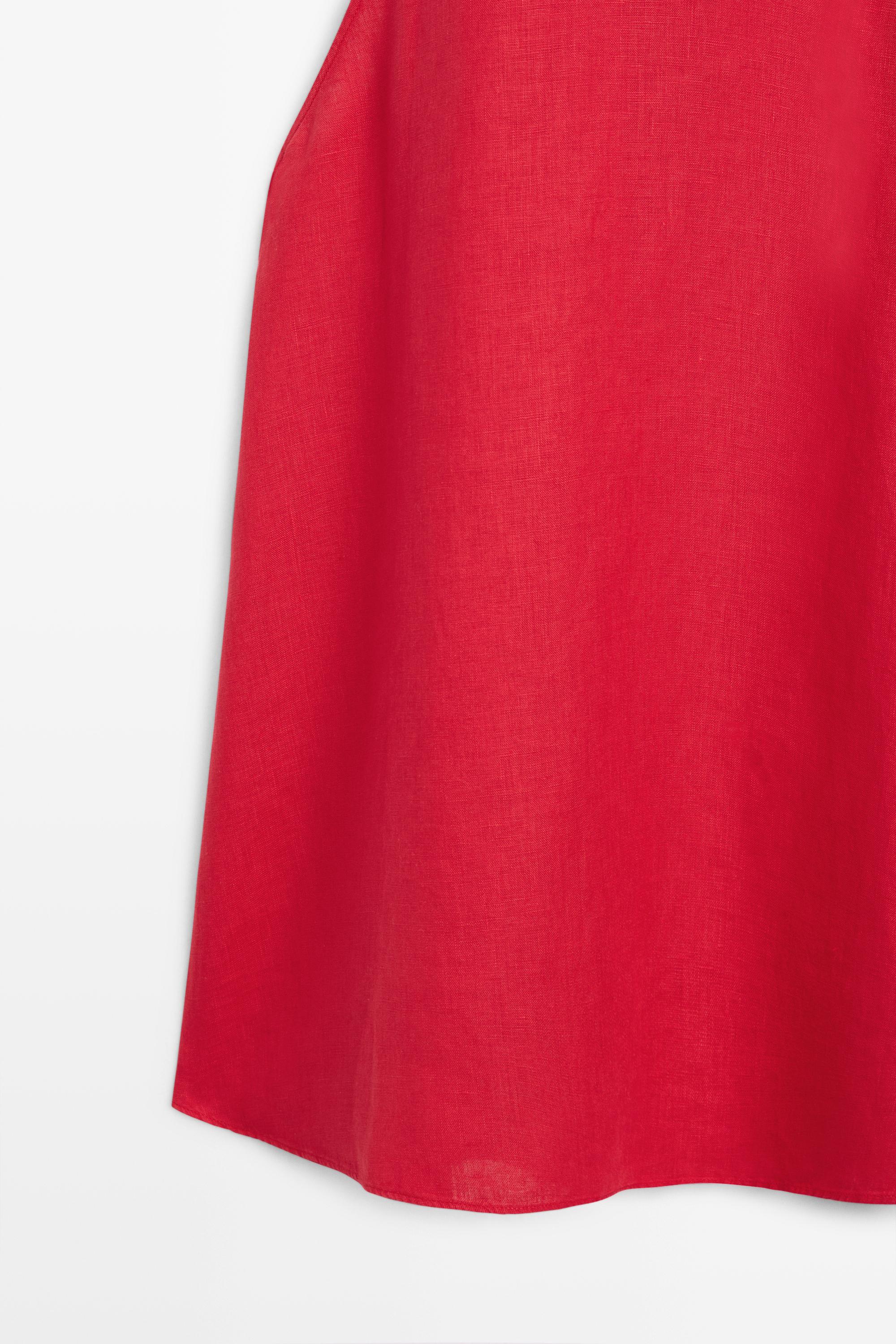 100% linen flowing halter top — RED