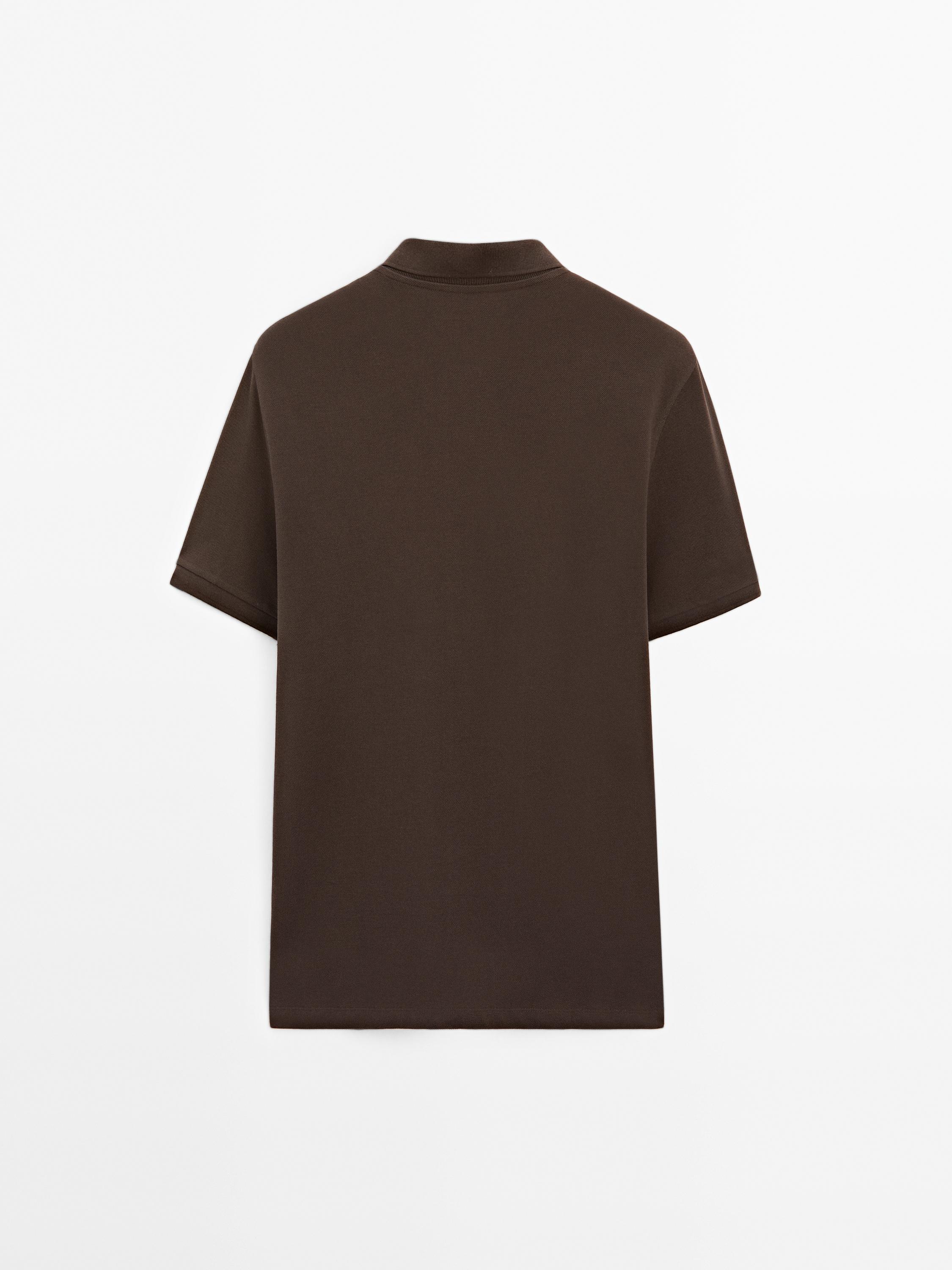 Micro textured piqué cotton polo shirt