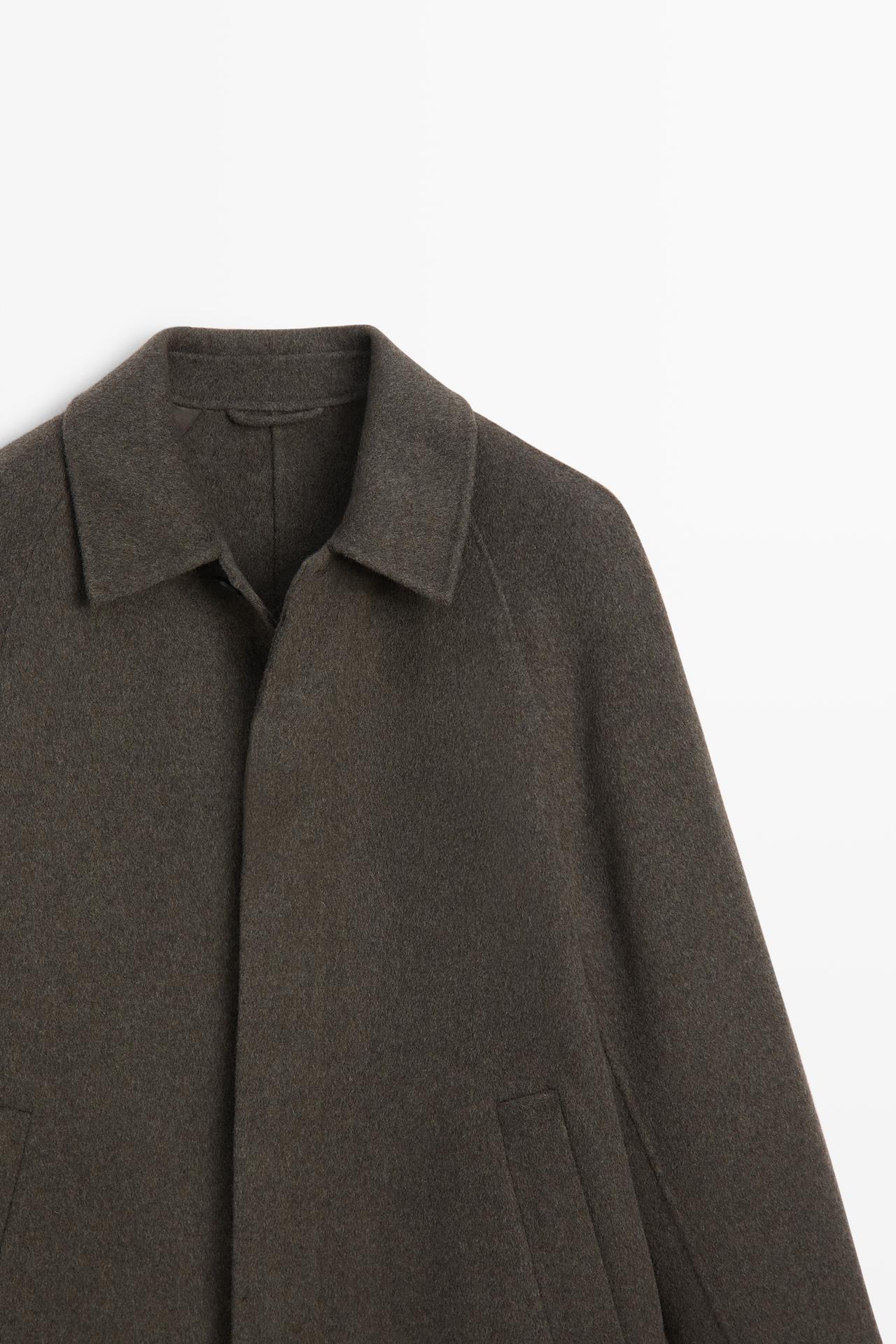 Long double-faced wool blend coat — BROWN