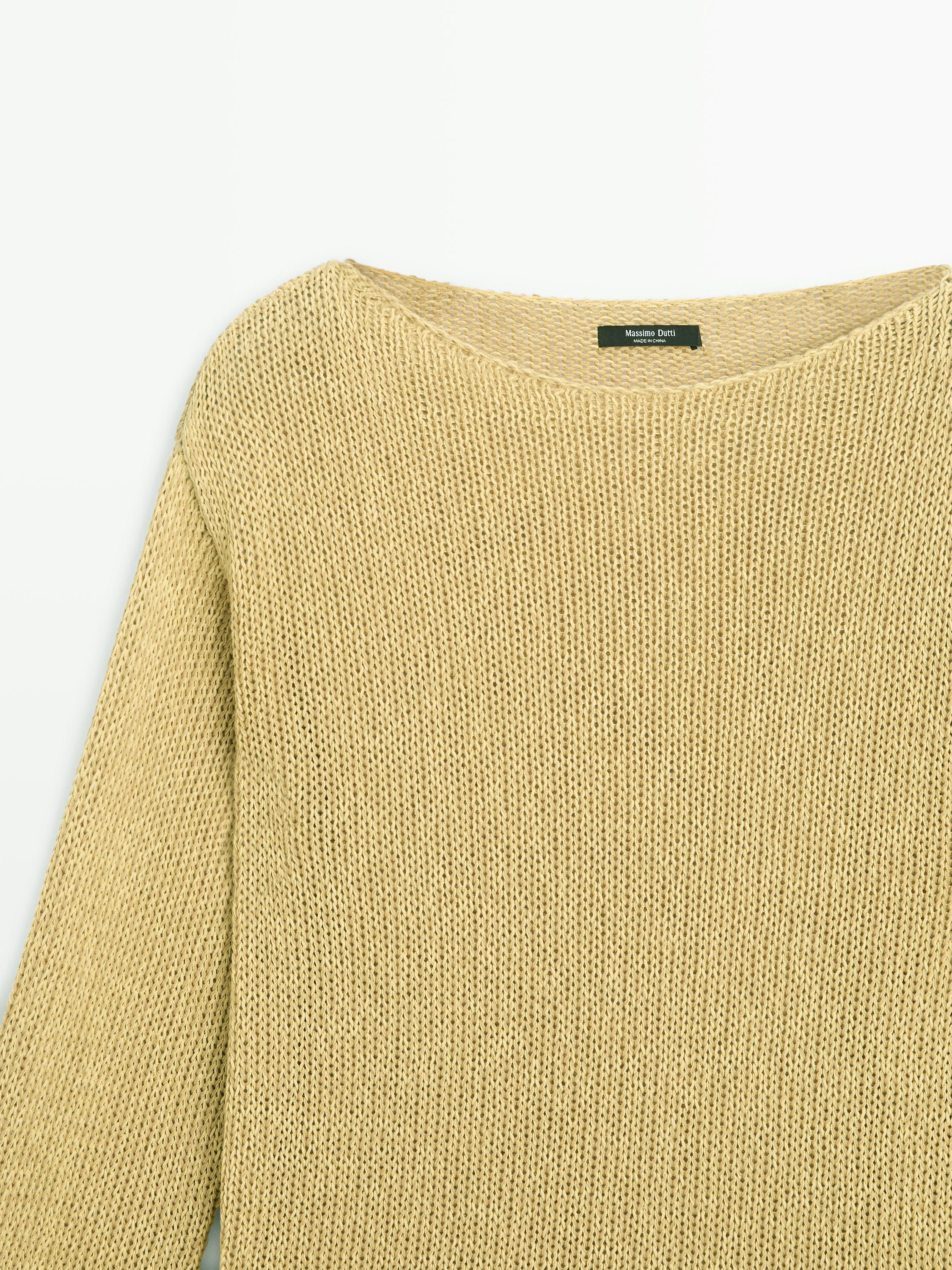 Cotton blend cutwork sweater — LIME