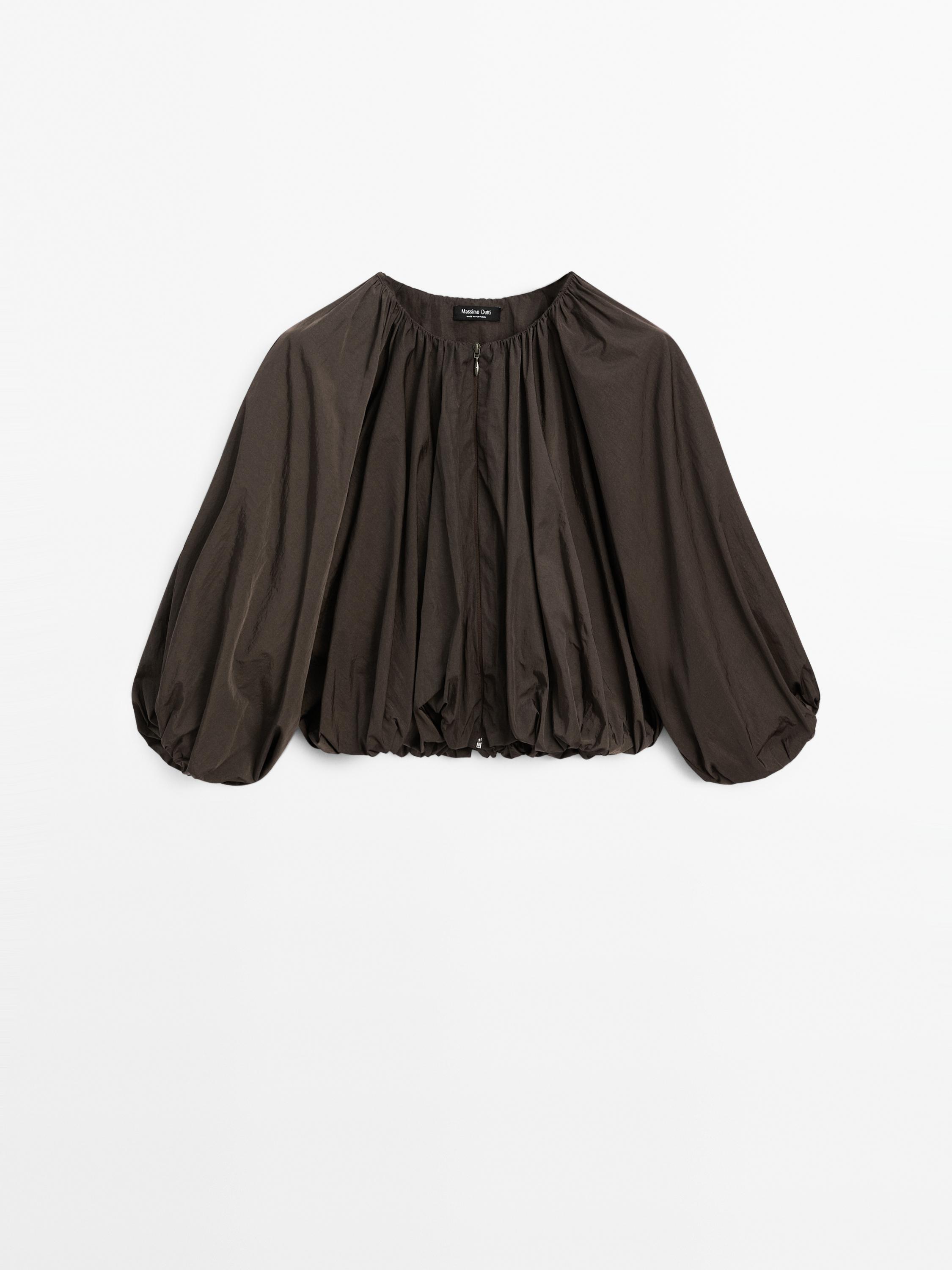 Veste bomber courte plissée