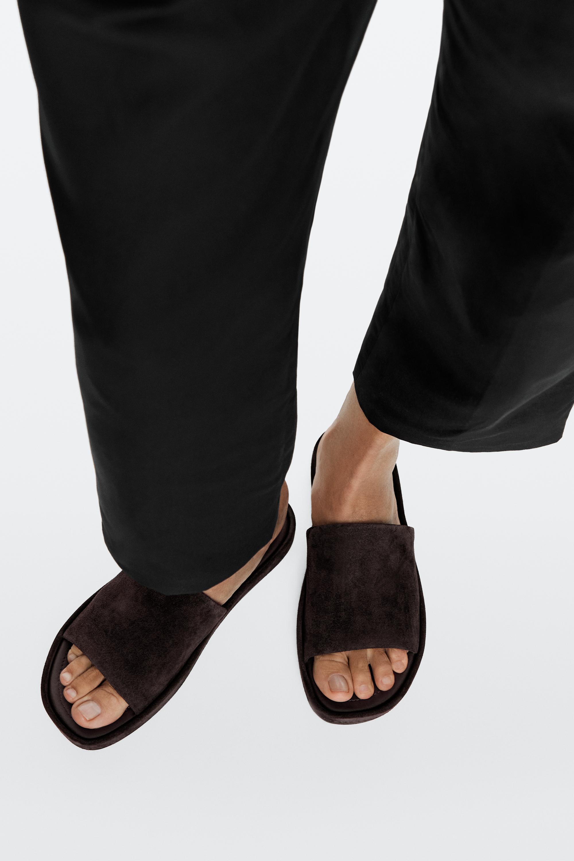 Platform slide sandals — BROWN