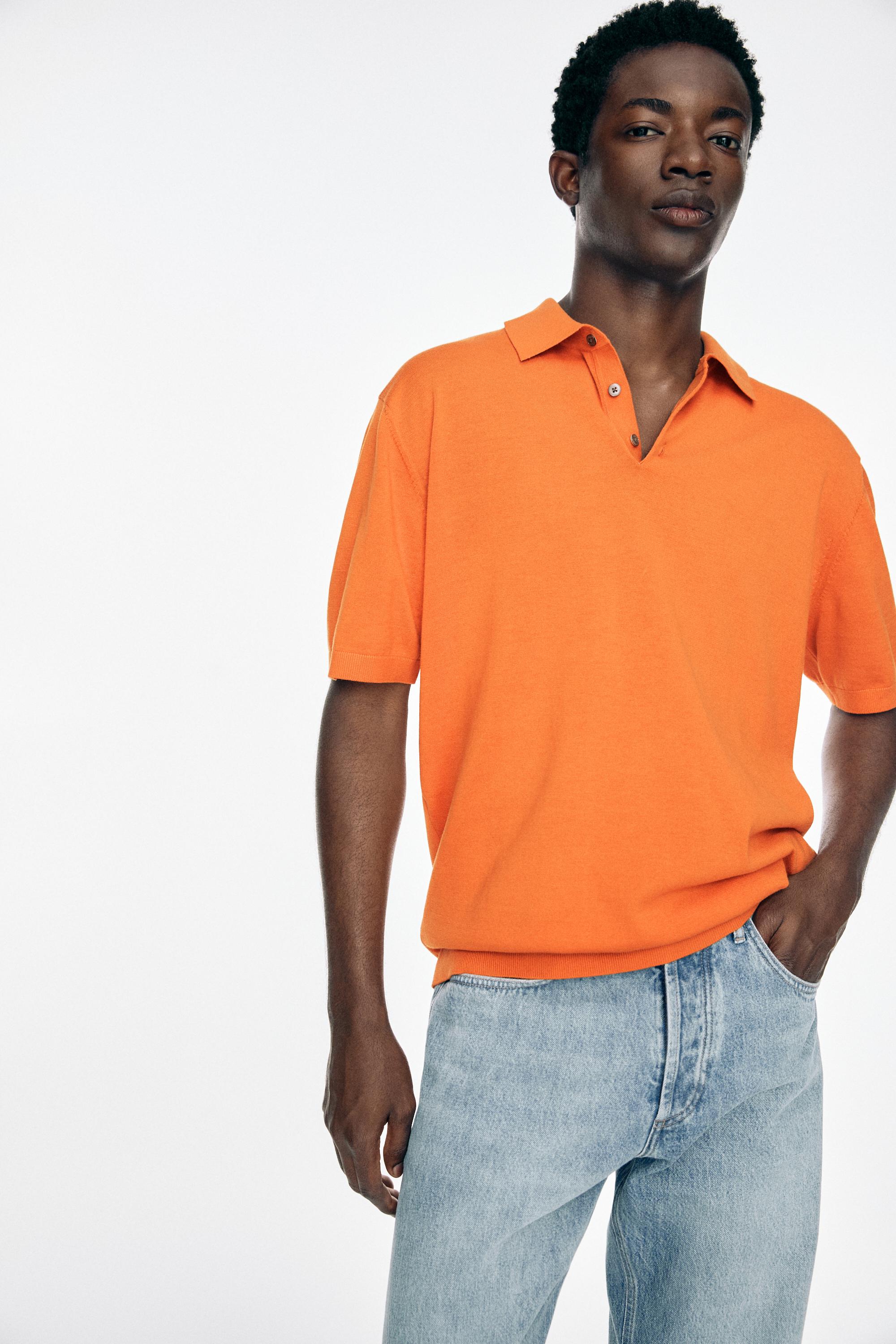 100% Cotton Knit Polo Shirt — ORANGE