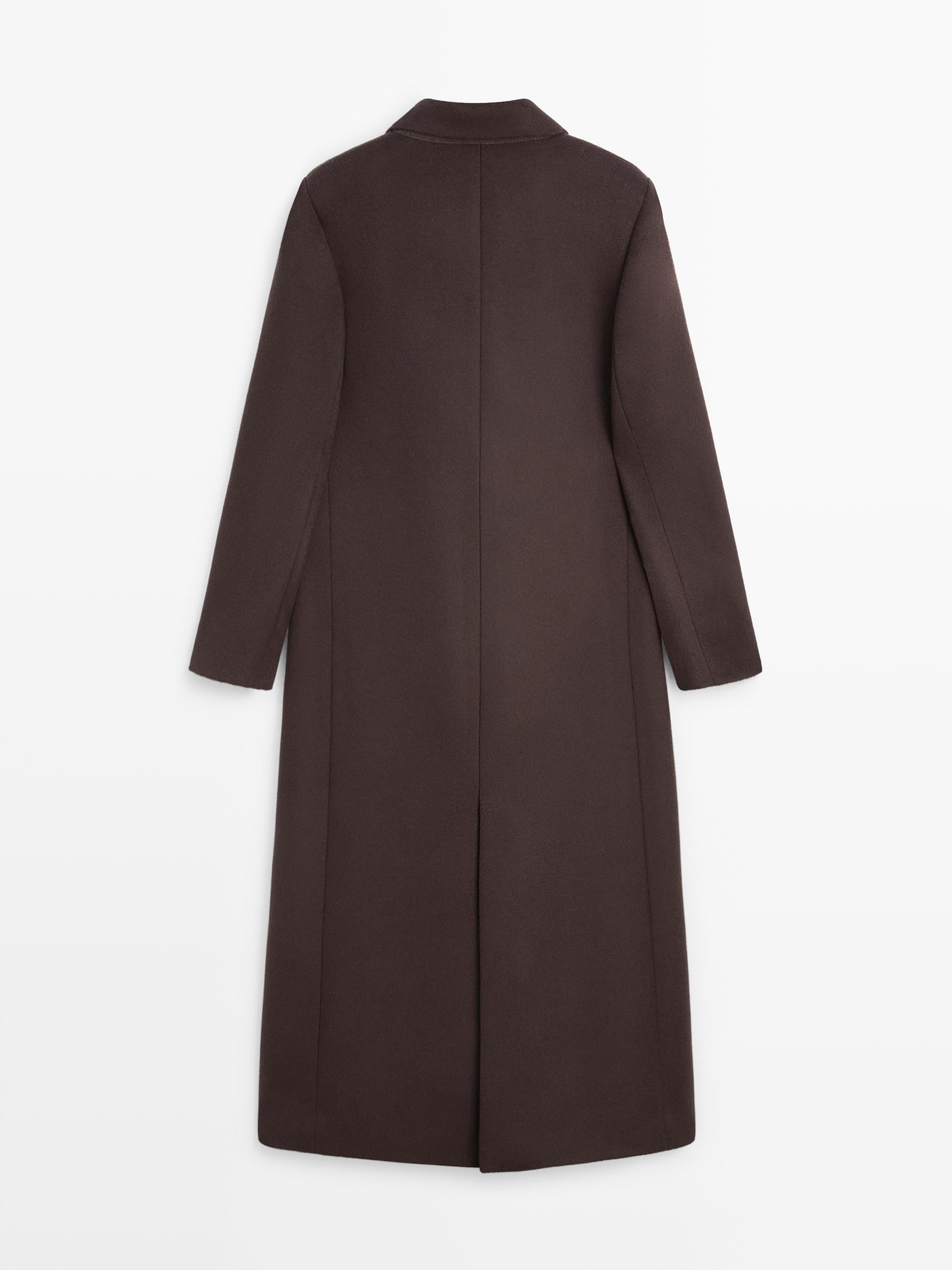 Double-breasted wool coat - STUDIO · Chocolate · Coats | Massimo Dutti