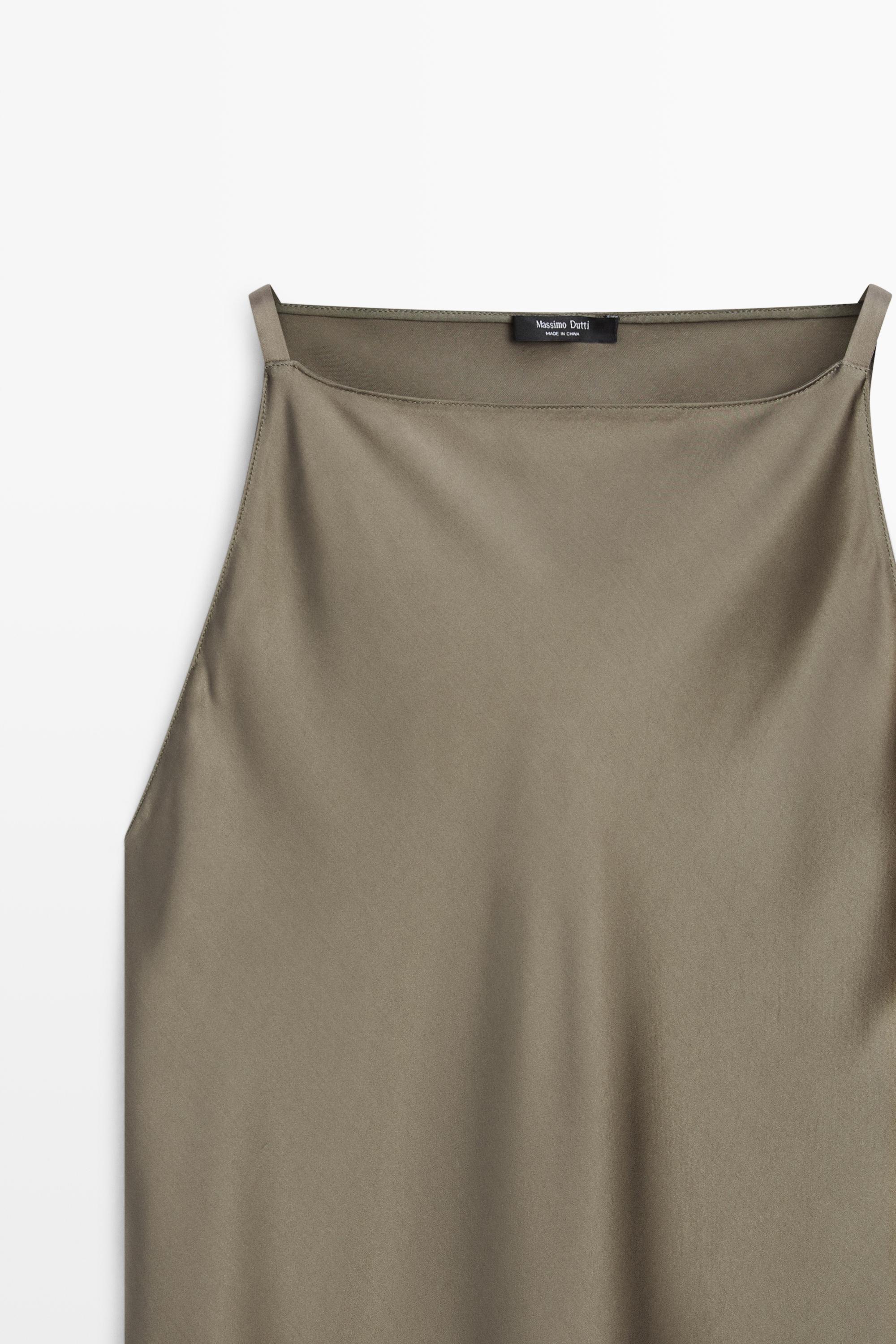 Satin flowing midi dress — GREEN