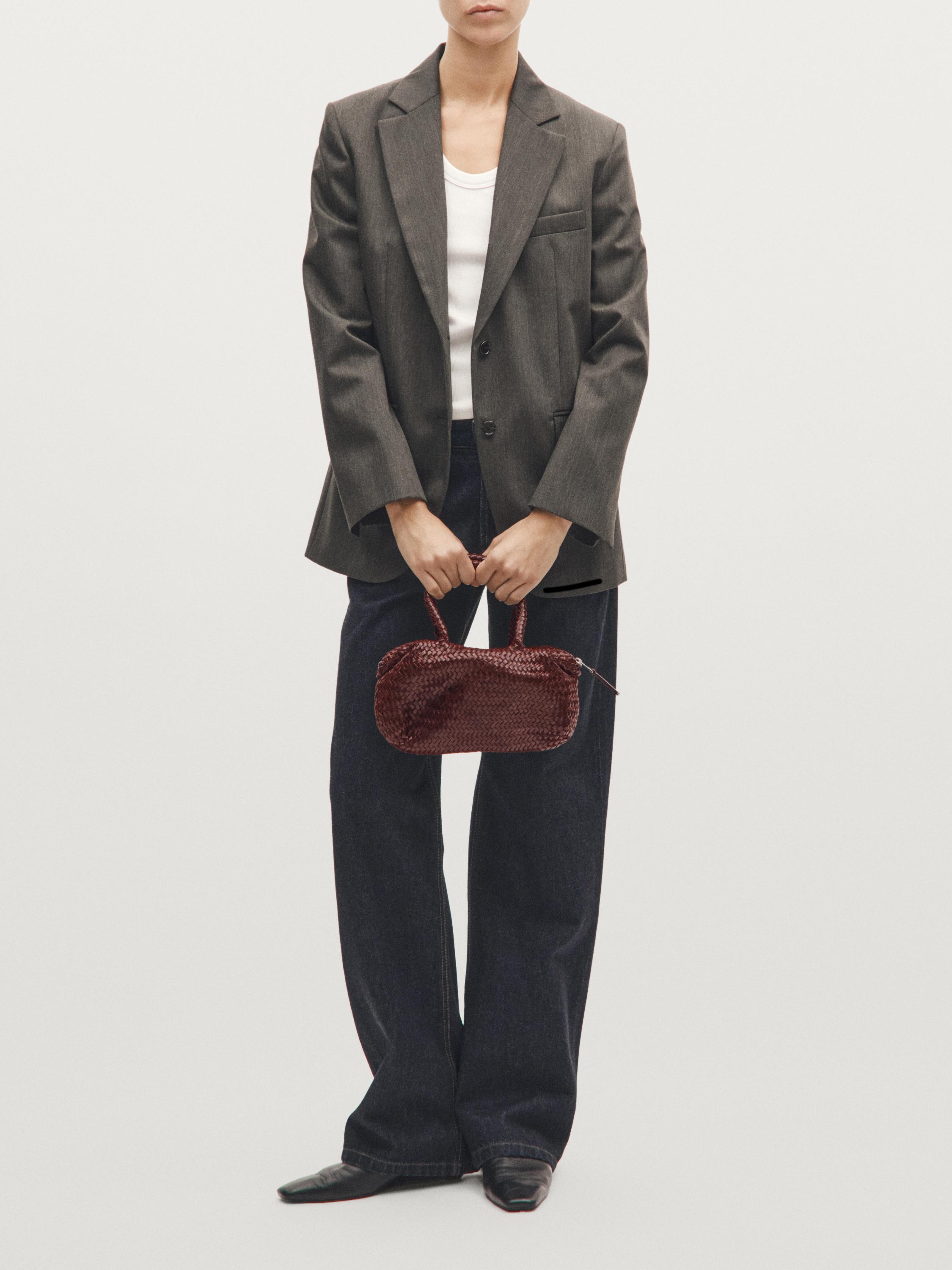 Borsa piccola satchel intrecciata in pelle nappa