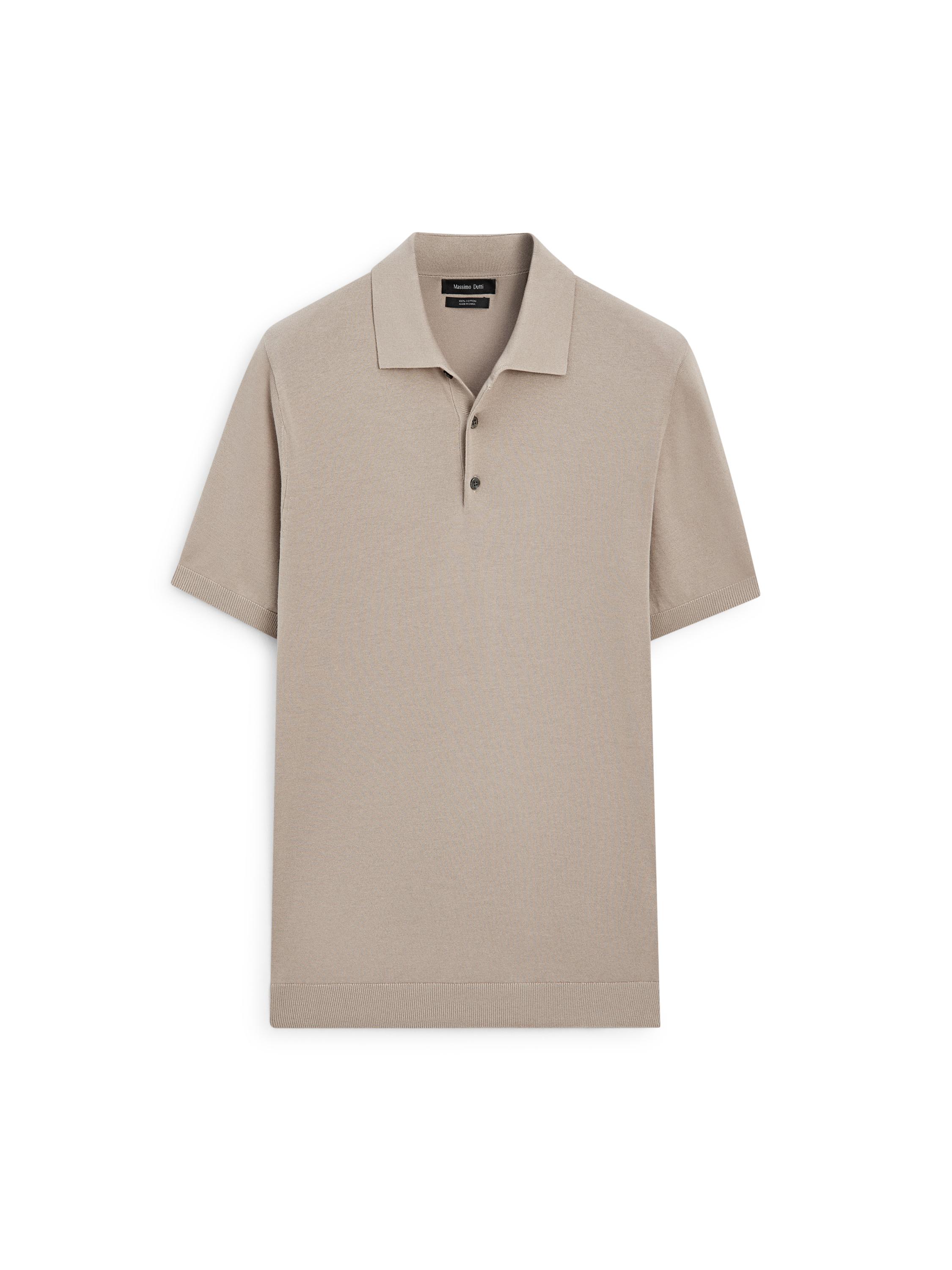 100% cotton knit polo shirt — BEIGE
