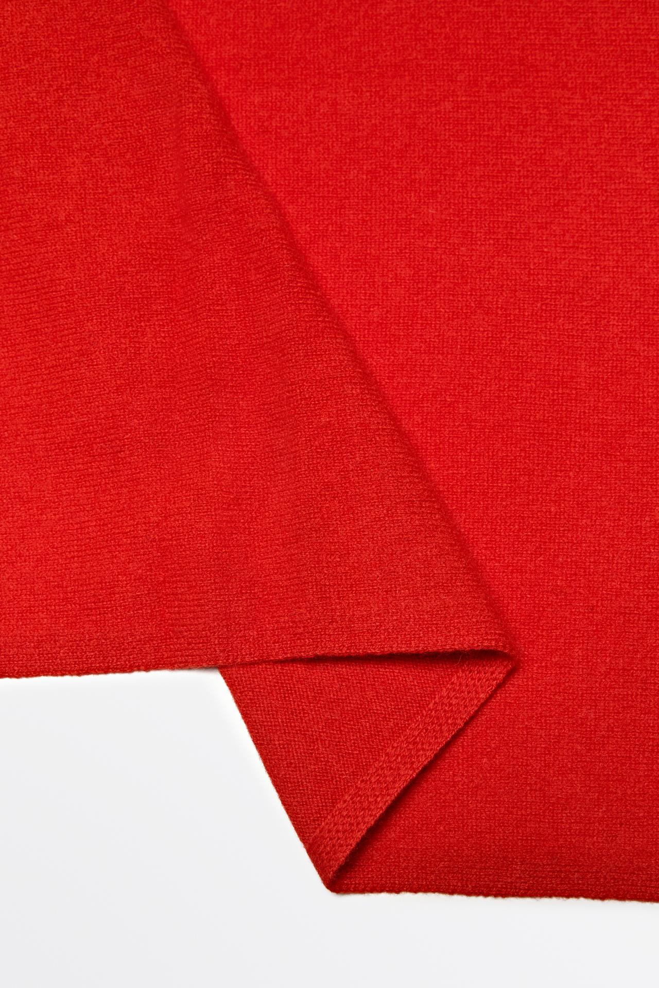 Plain wool-cashmere blend fine knit scarf — RED
