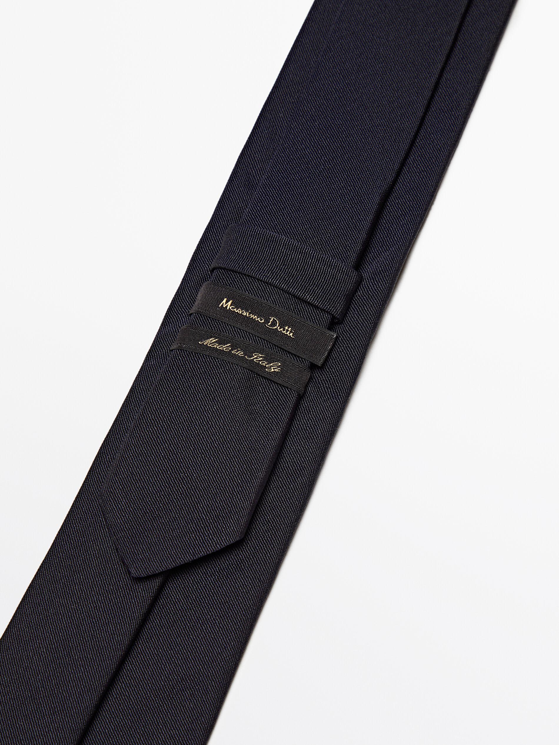 Cotton and silk blend twill tie — BLUE