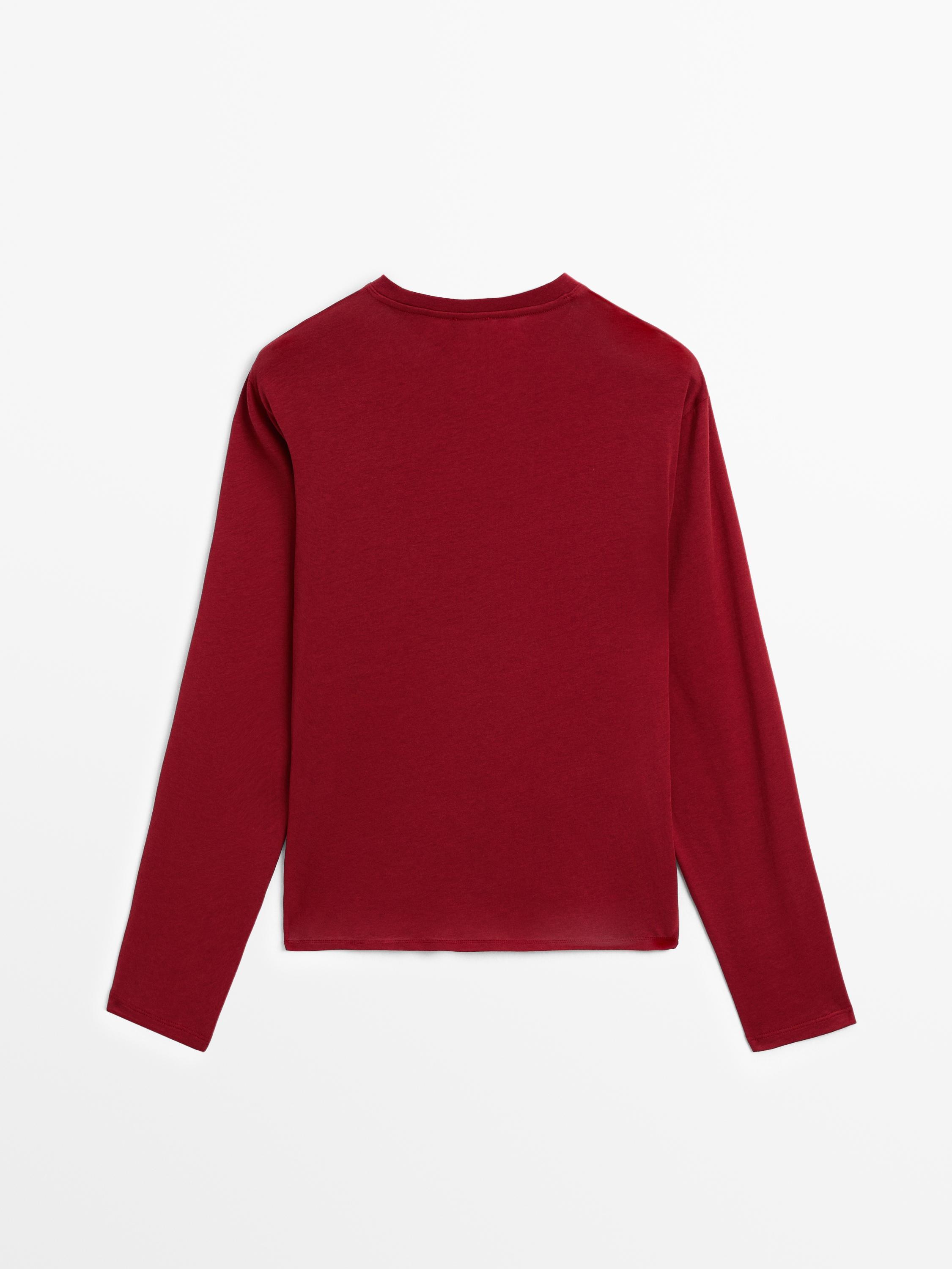 Slim-fit cotton T-shirt with long sleeves