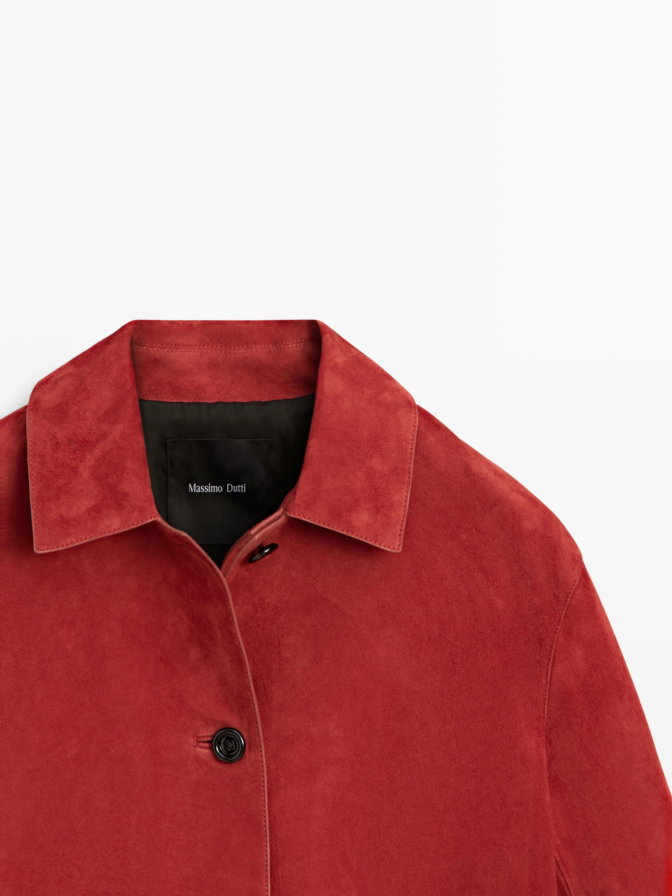 Short suede leather jacket — RED