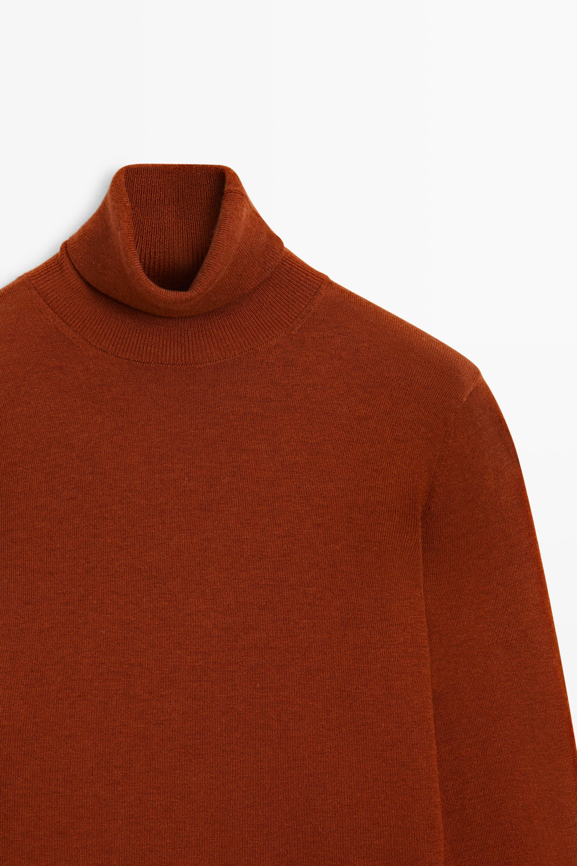 Wool-blend turtleneck knit sweater — COPPER