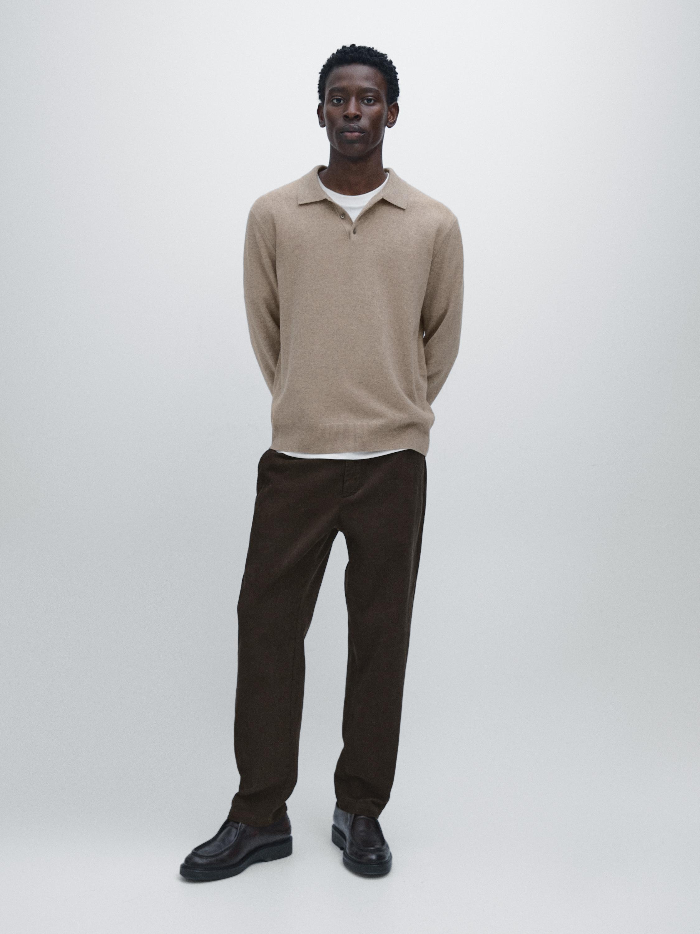 Wool blend knit polo jumper