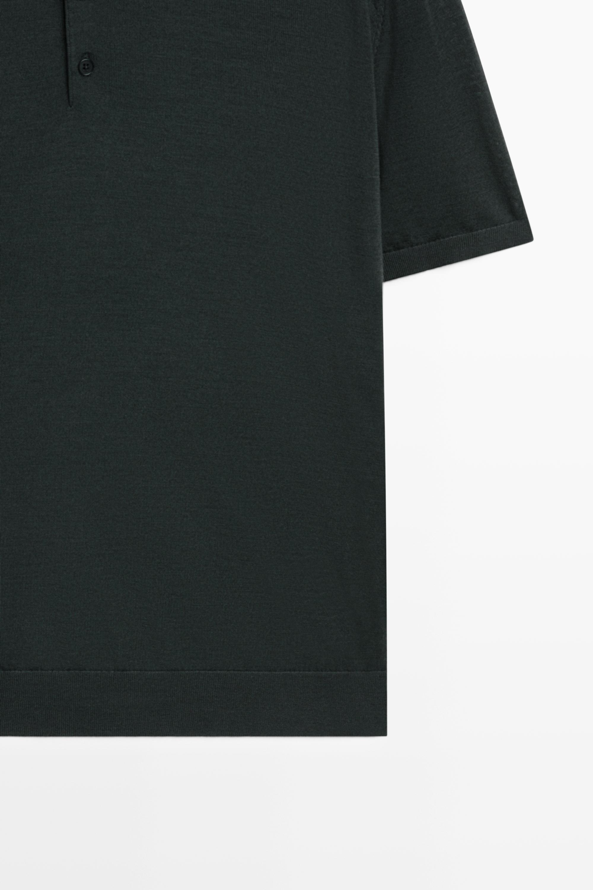 Wool blend knit polo shirt — Greyish green