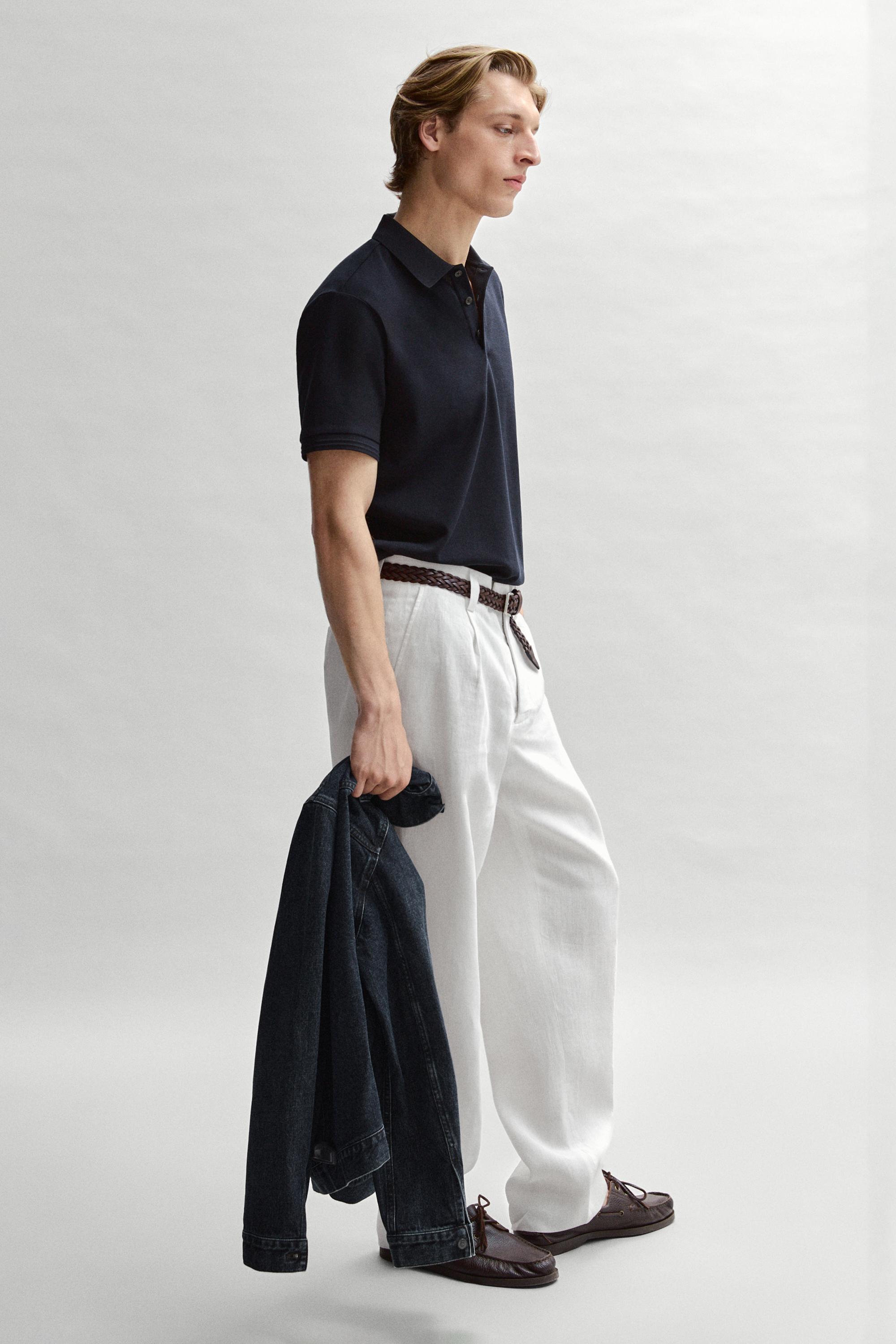 100% cotton short sleeve polo shirt — NAVY BLUE
