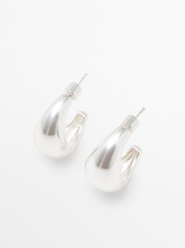 Half-moon hoop earrings — SILVER 2