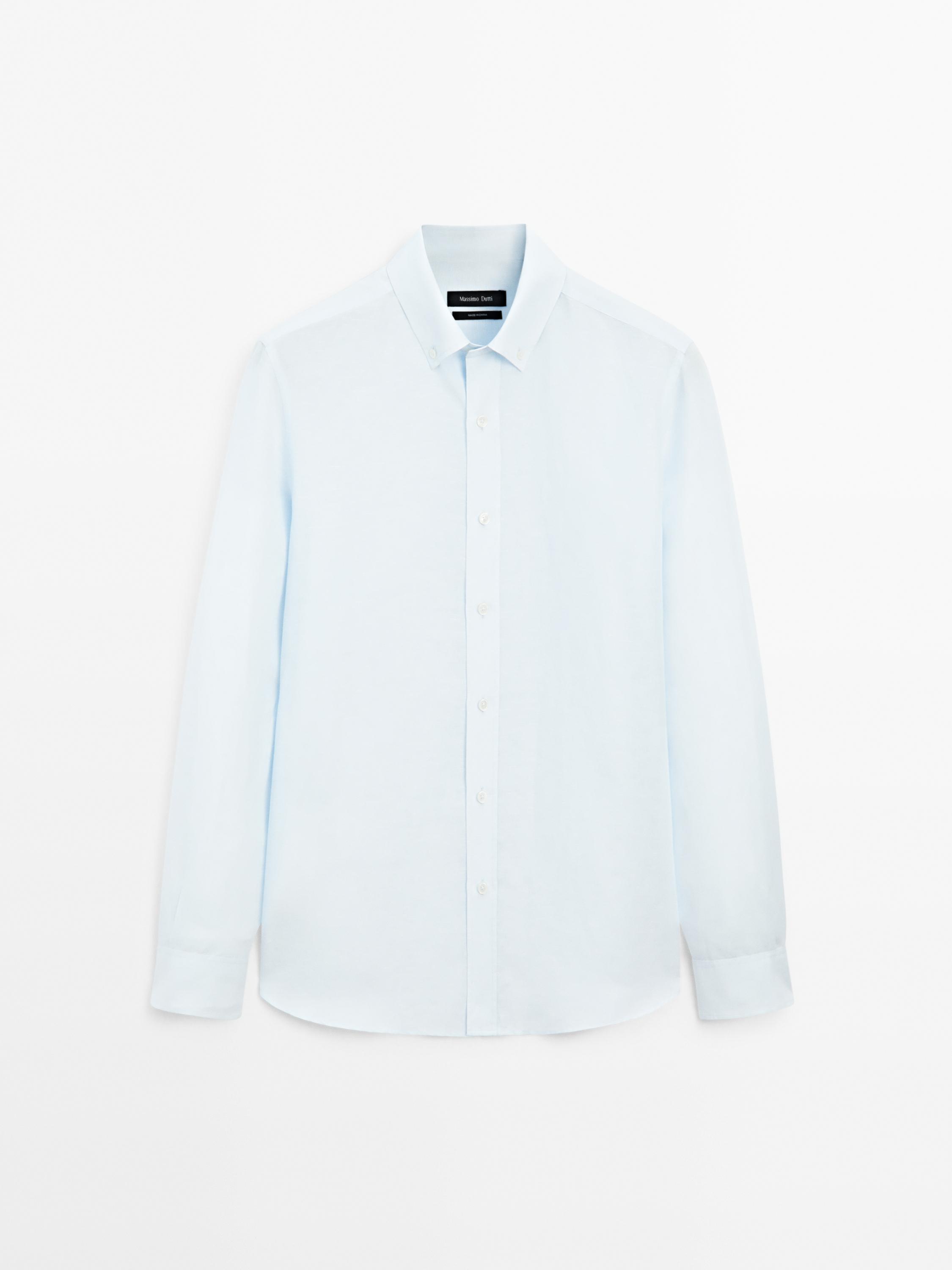 Lightweight slim fit linen blend shirt