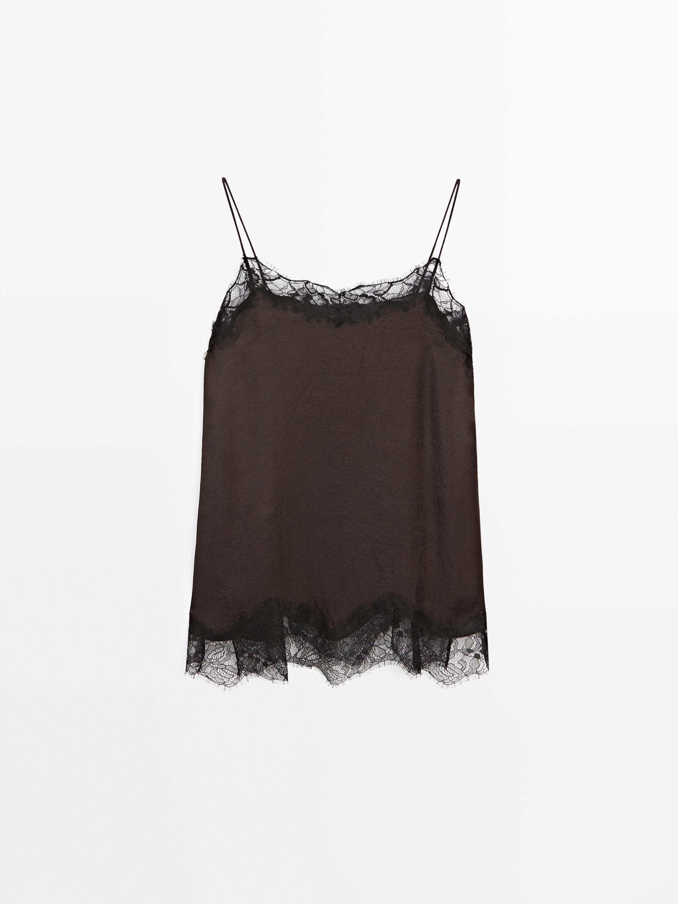Camisole top with contrast lace detail