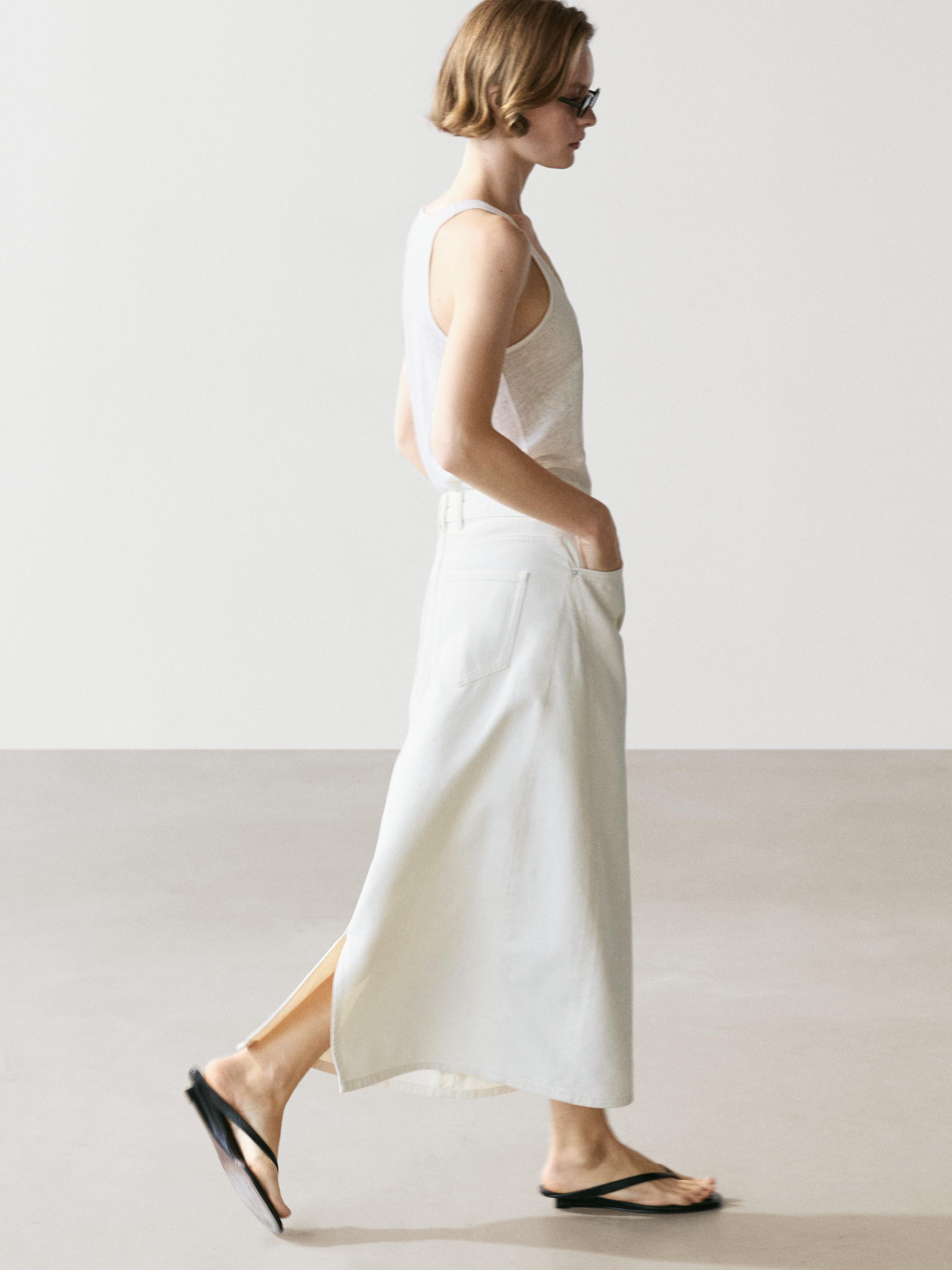 Barrel fit denim midi skirt — CREAM