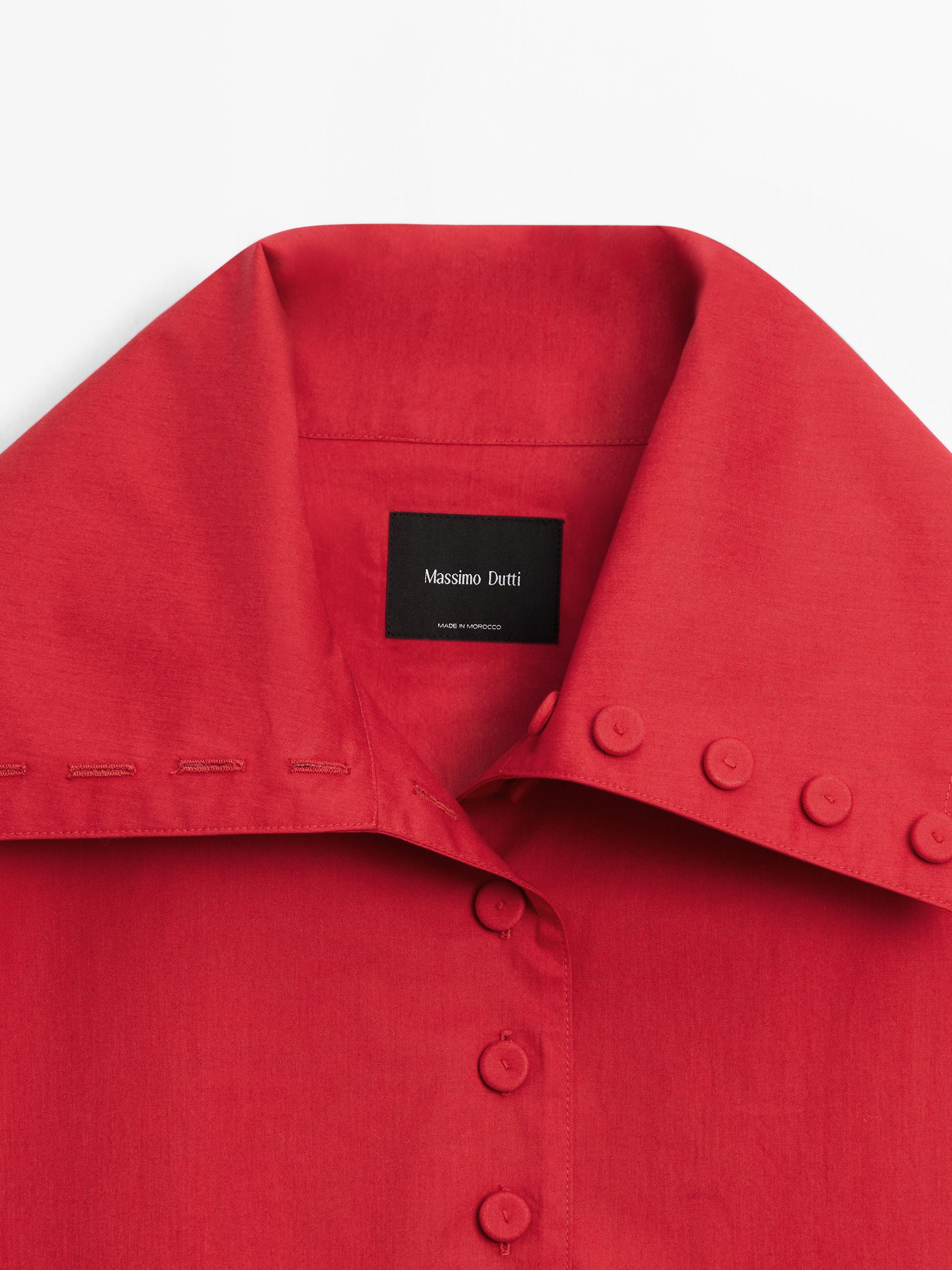 Lightweight cotton jacket with button details — BRIGHT RED