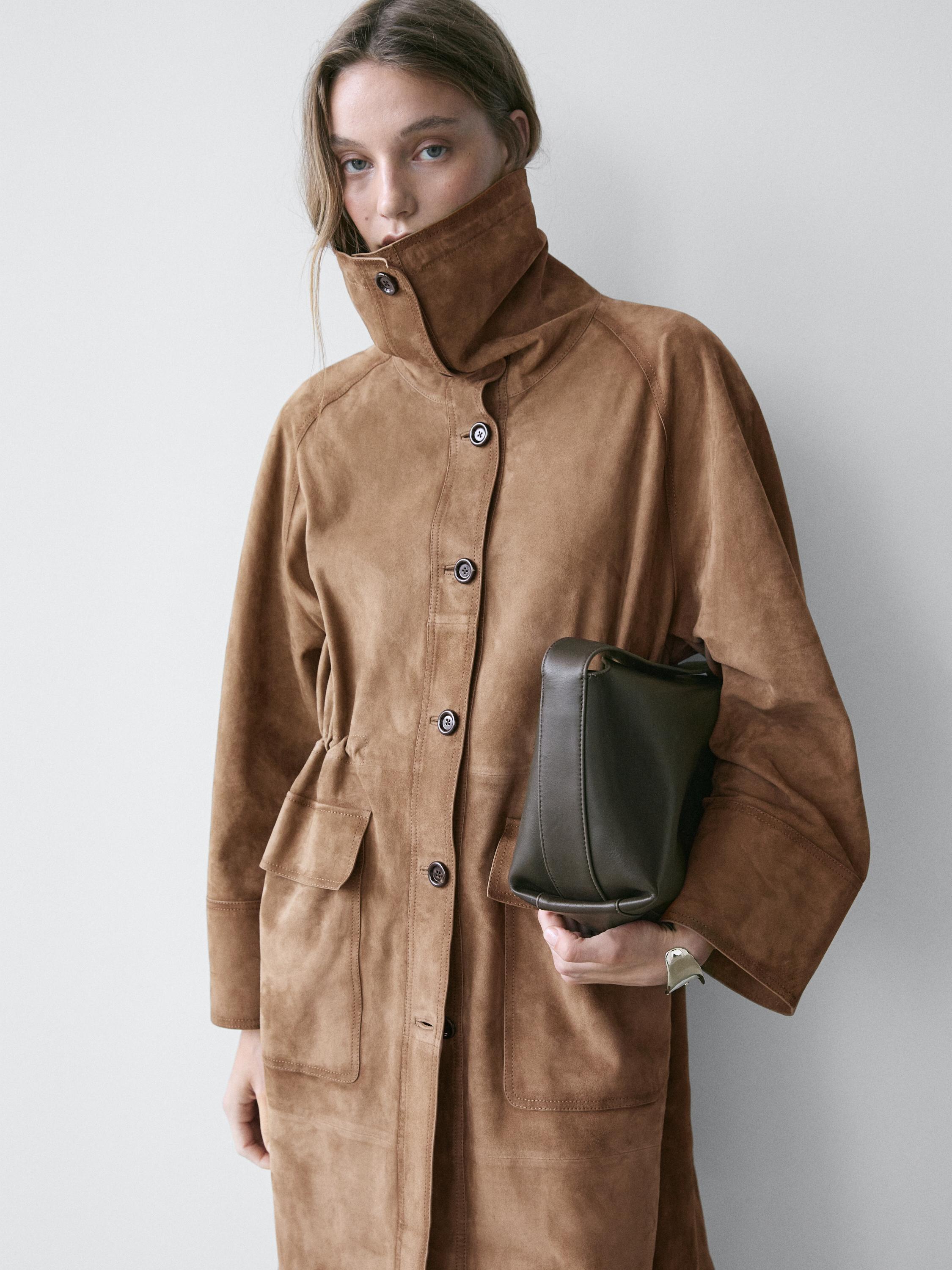 Long suede leather jacket