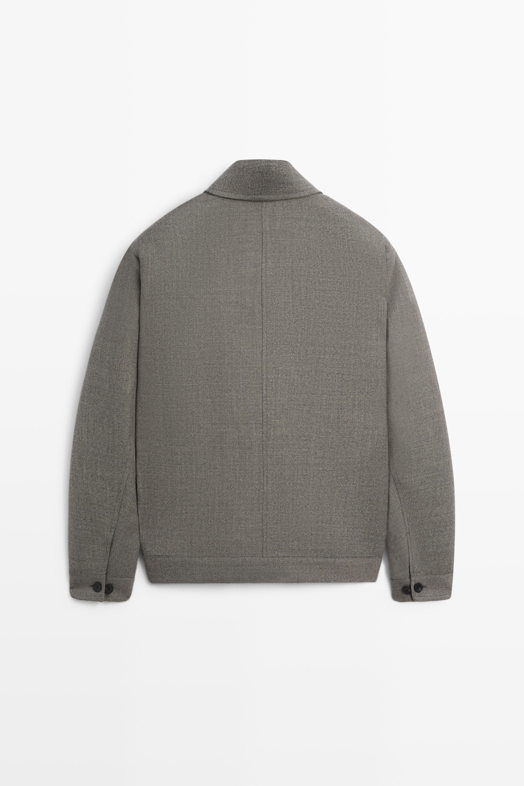 100% wool structured jacket — Greyish green