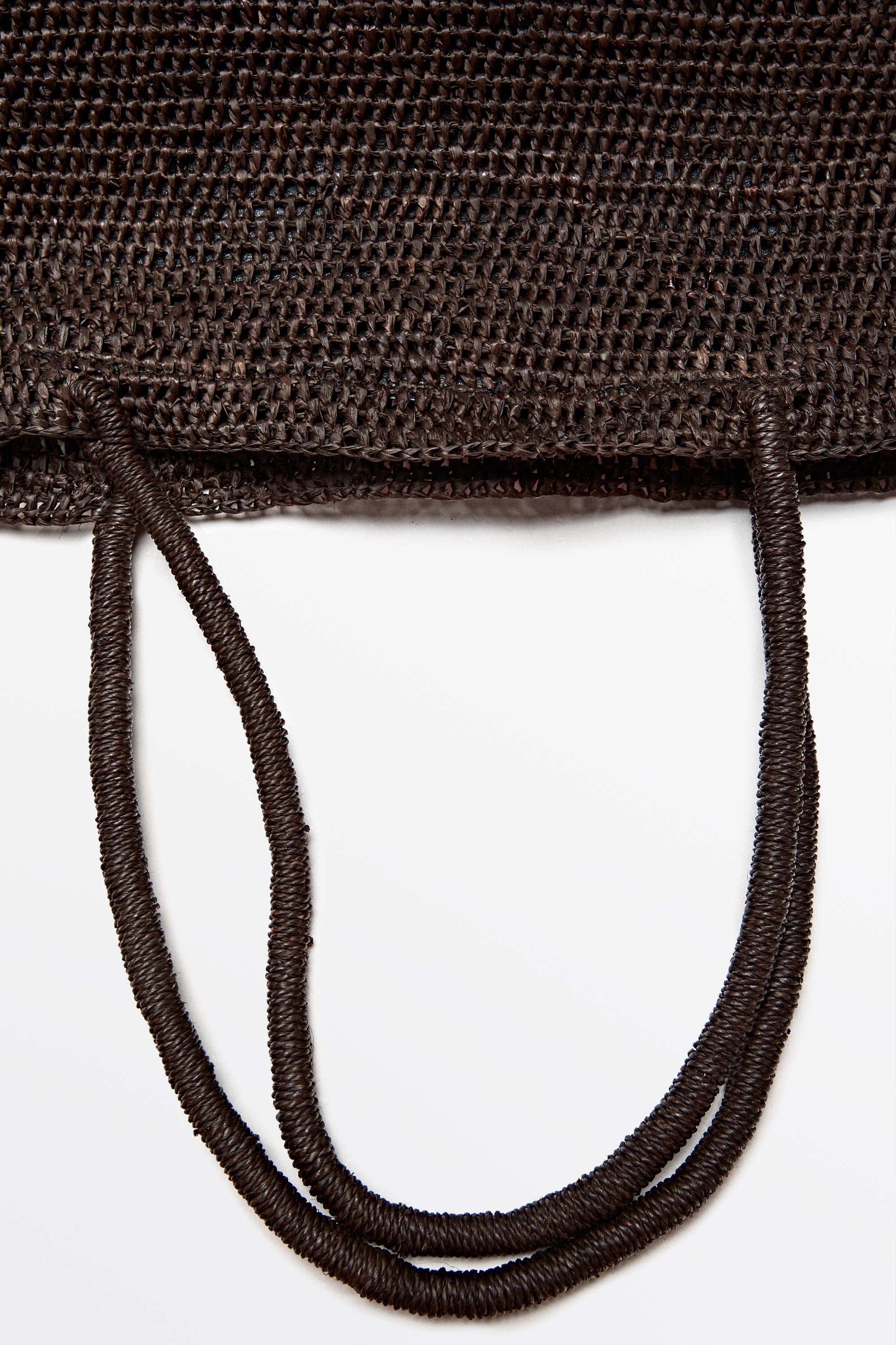 Raffia bucket tote bag — BROWN