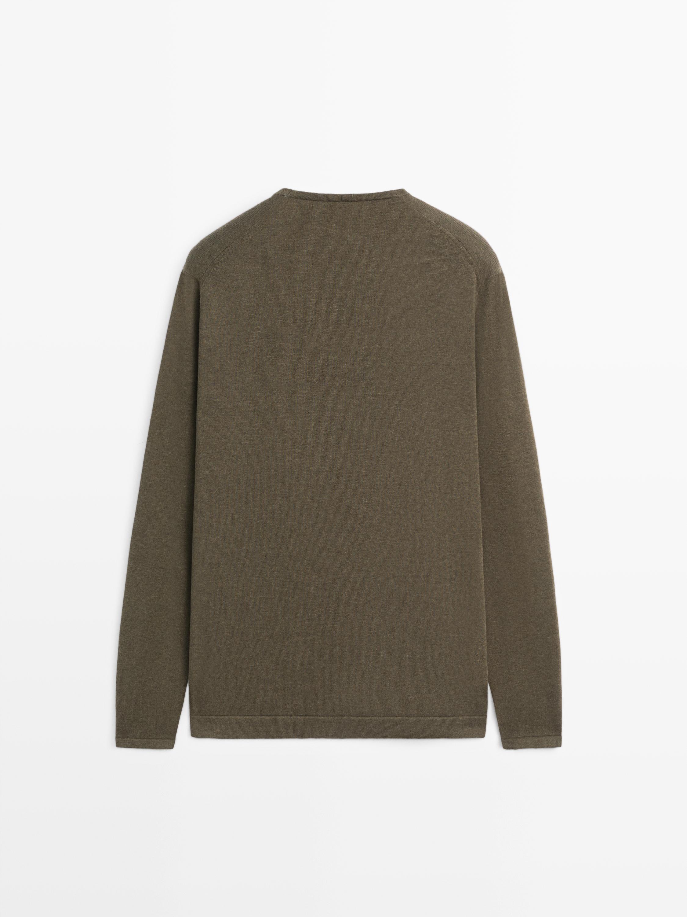 Knit 100% cotton crew neck sweater — GREEN