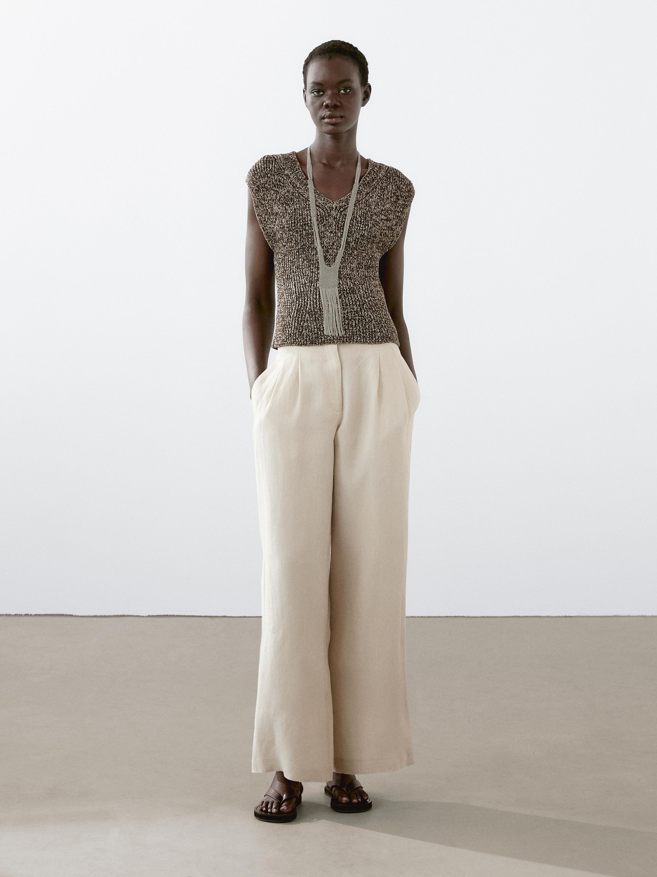 Pantalón doble pinza 100% lino