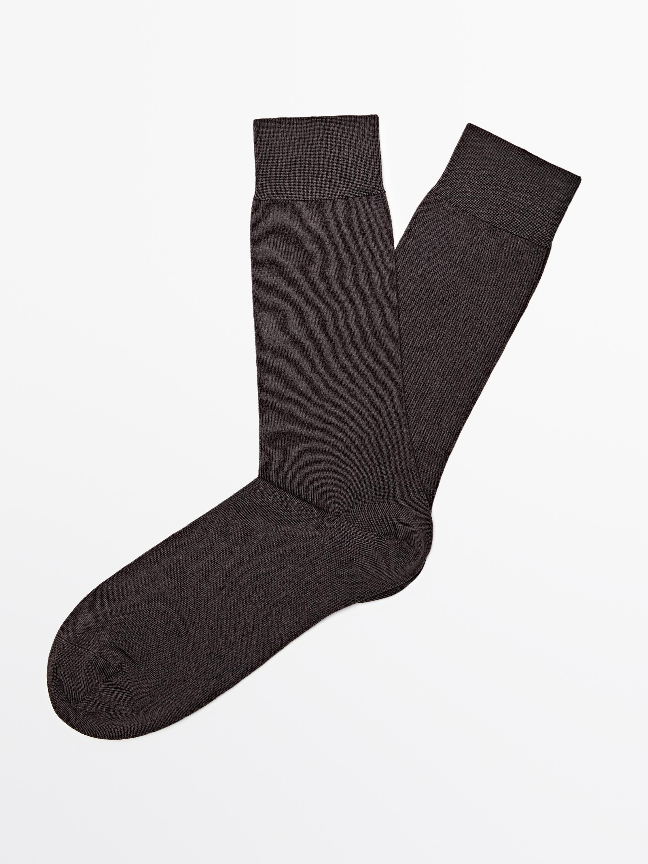 Plain wool blend knit socks