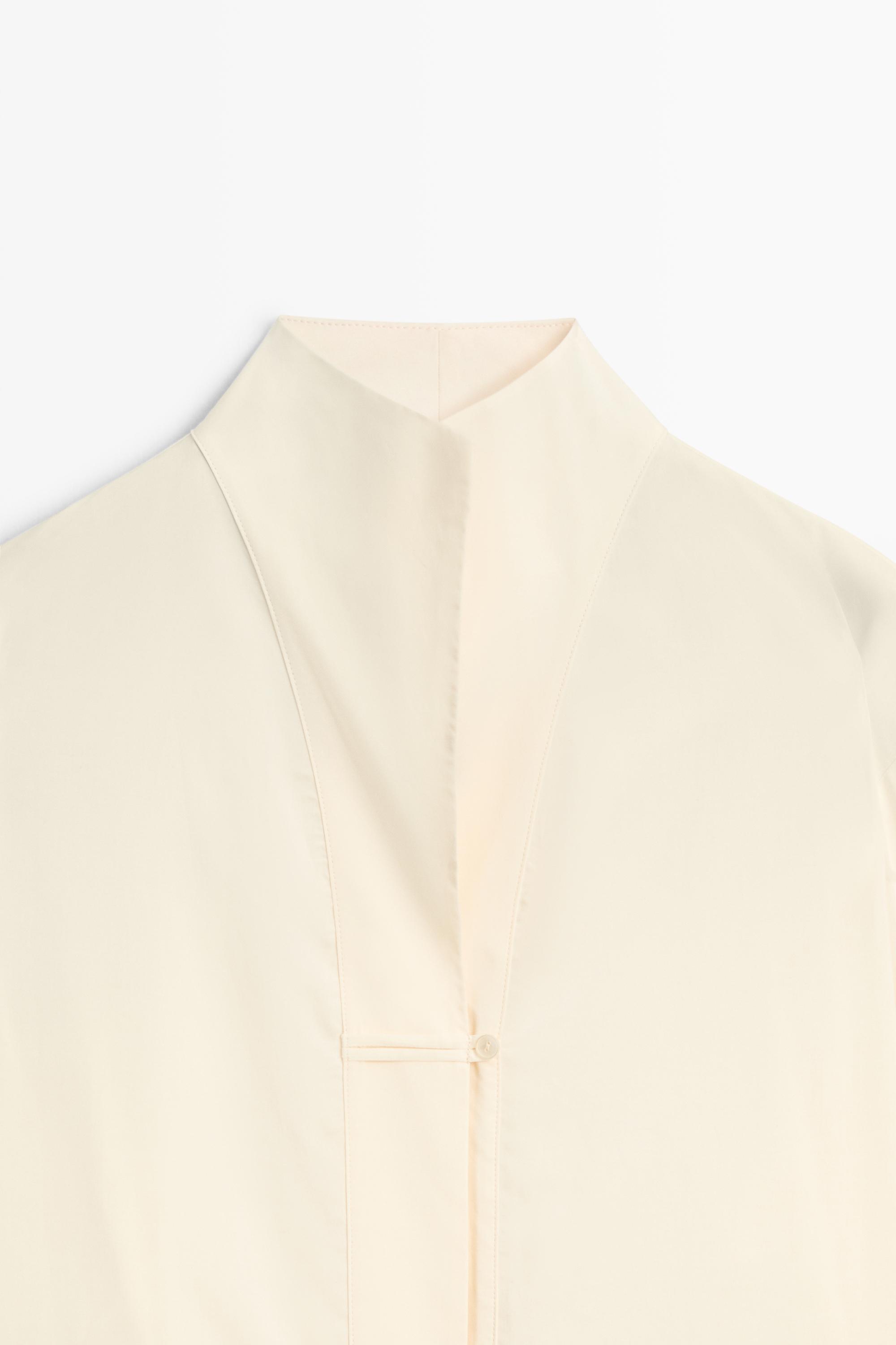Flowing stand collar shirt — CREAM