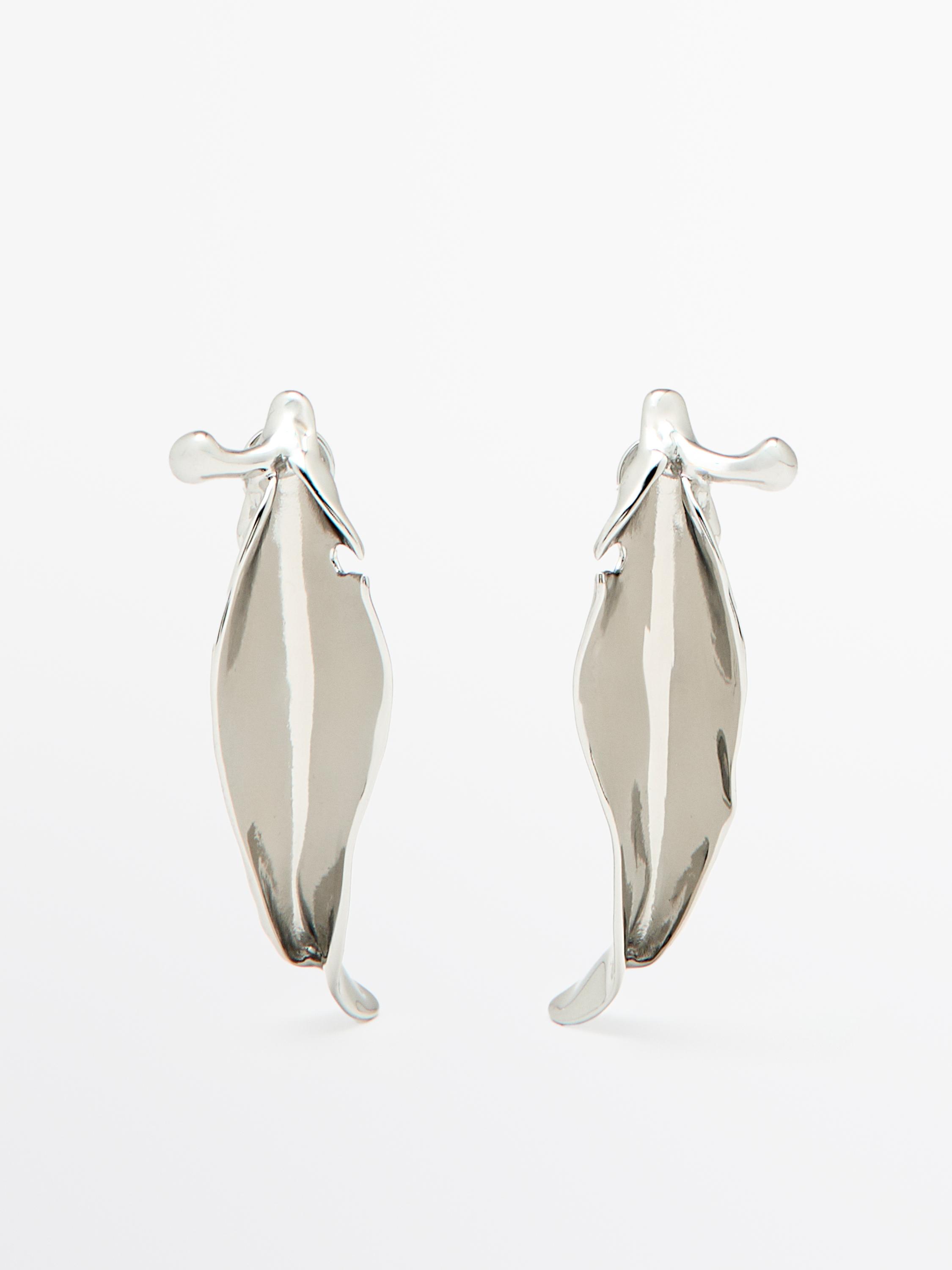 Irregular leaf earrings — SILVER