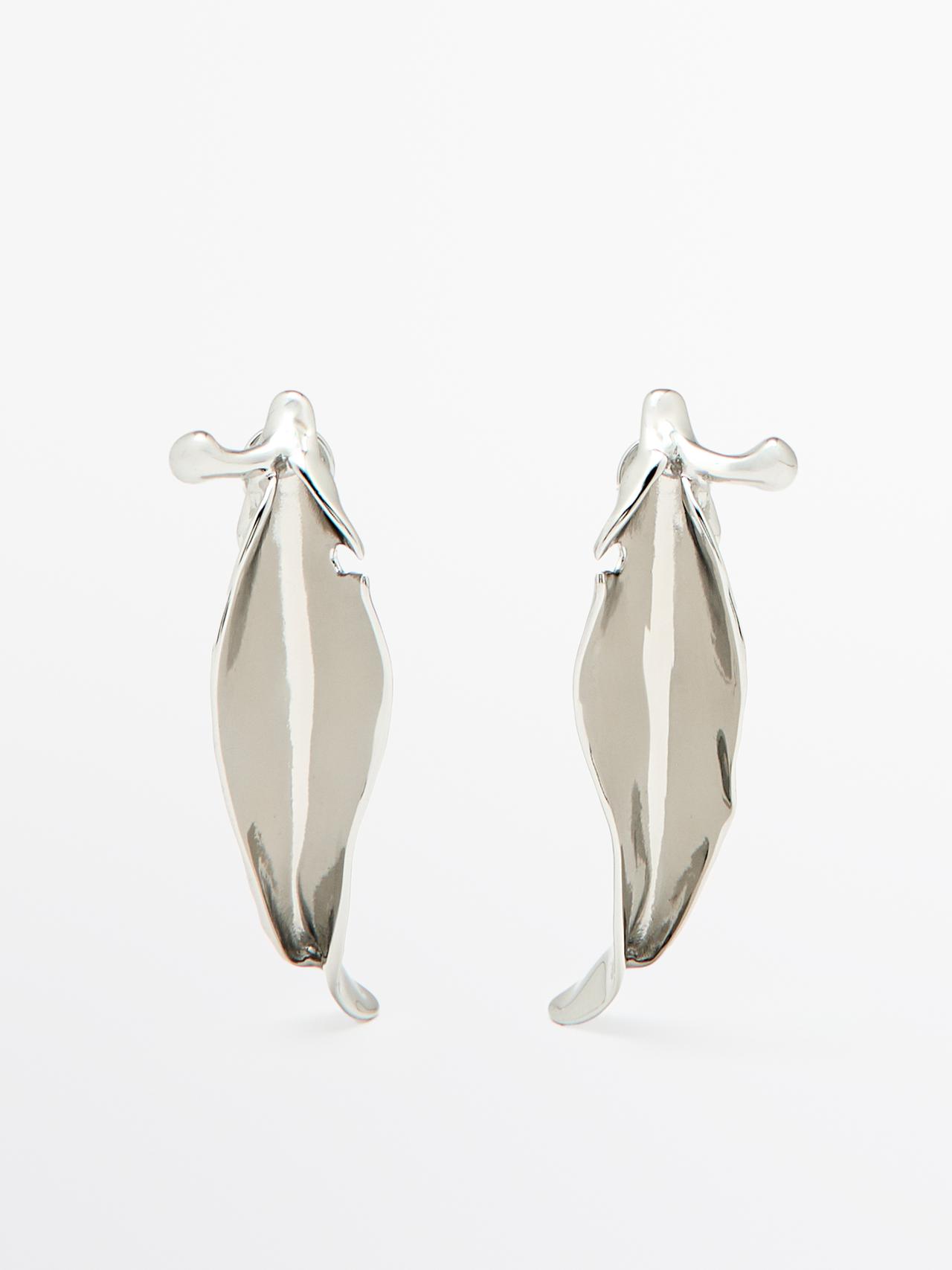 Pendientes Hojas Irregular - Plata - 01 - Massimo Dutti - Mujer