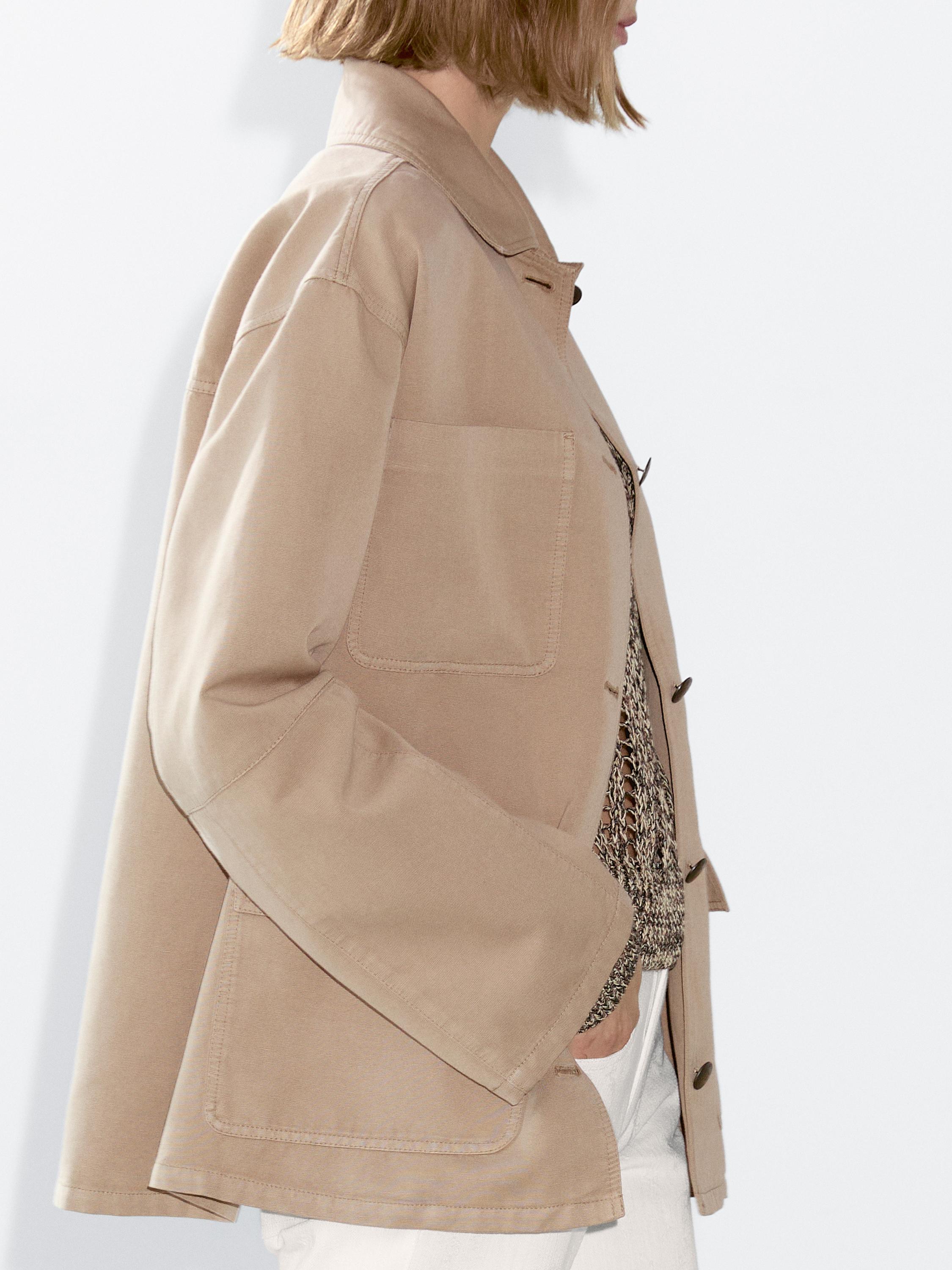 Cotton blend jacket with pocket detail