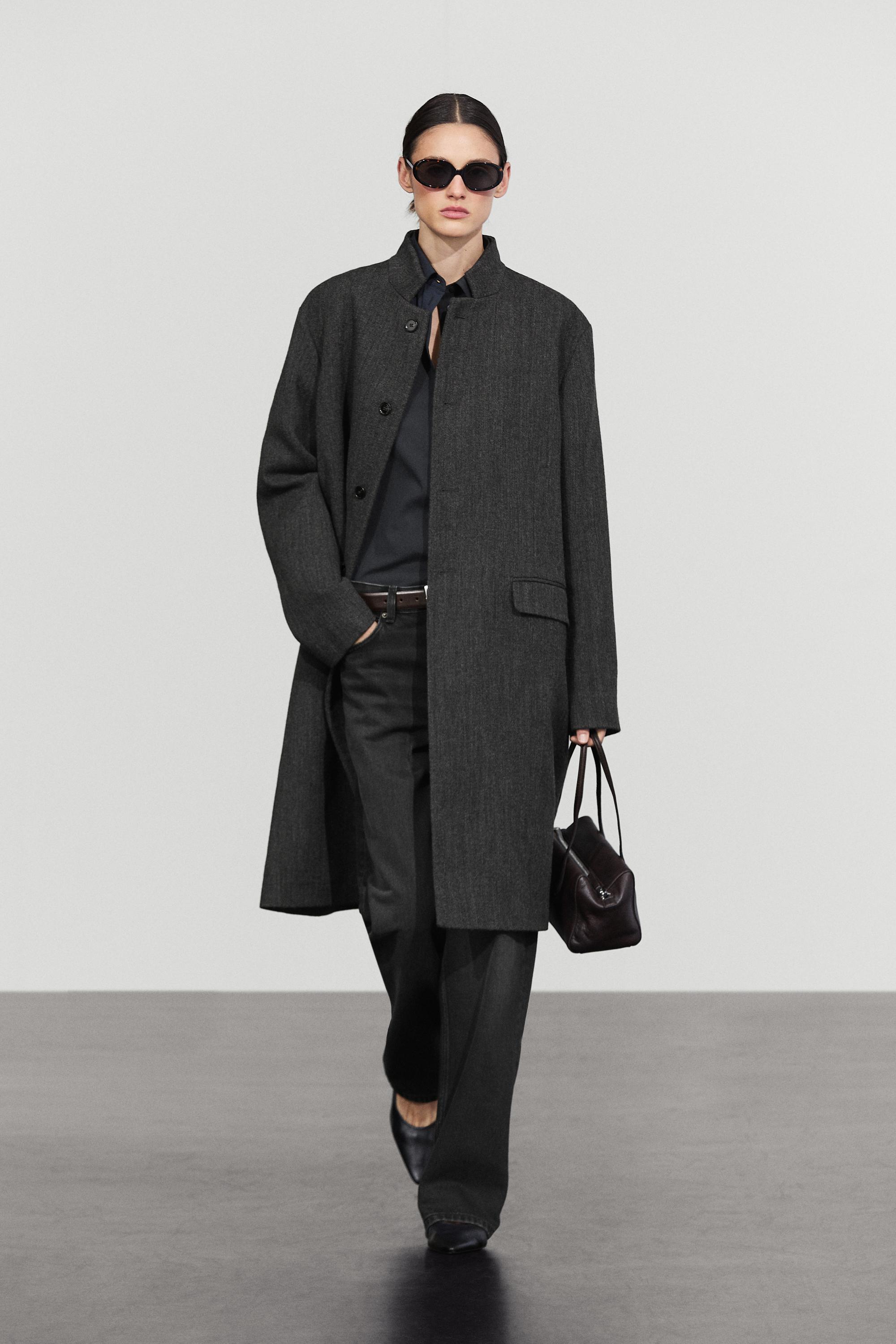 High collar wool coat