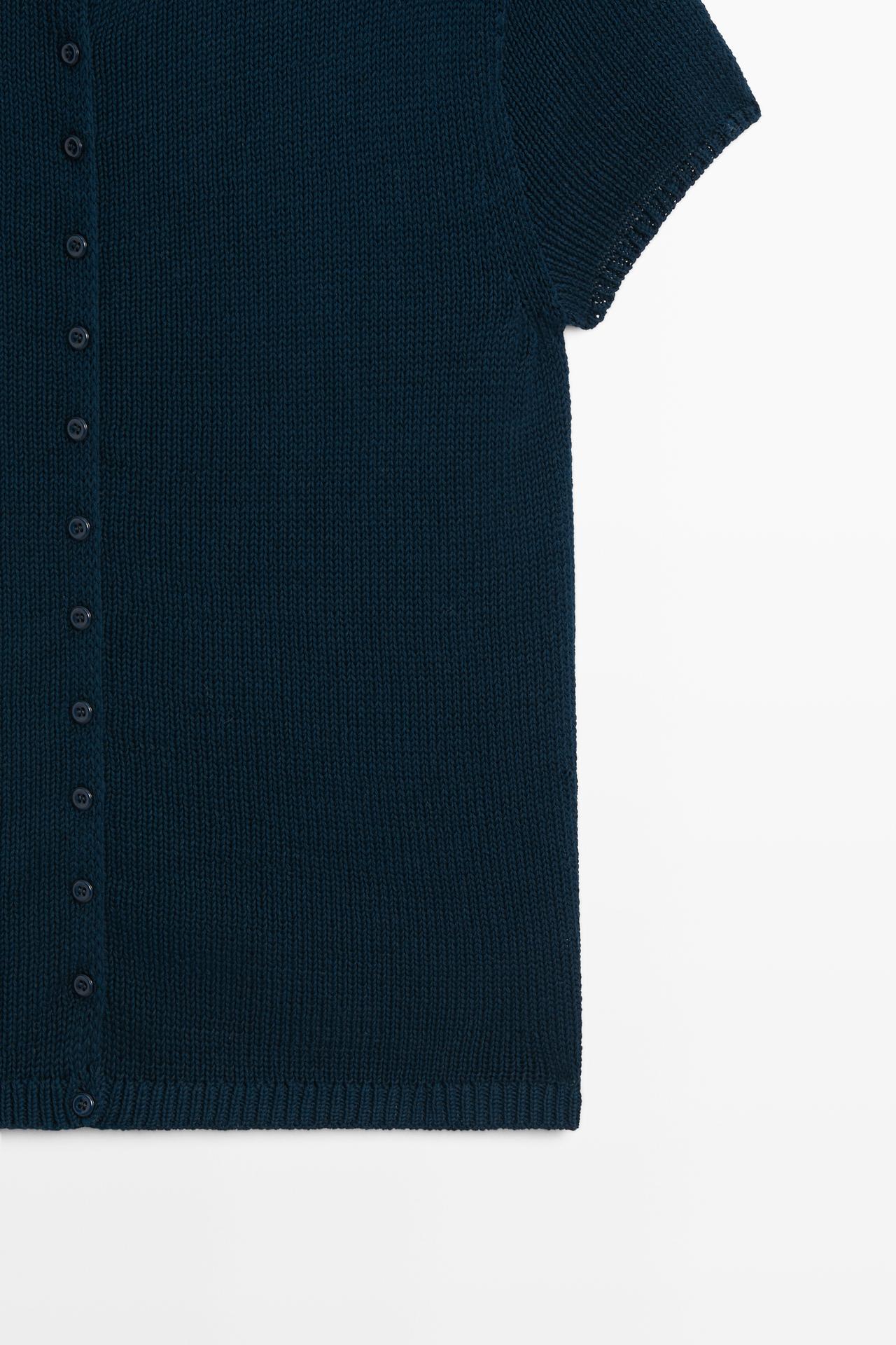 Cotton silk blend knit cardigan — NAVY BLUE