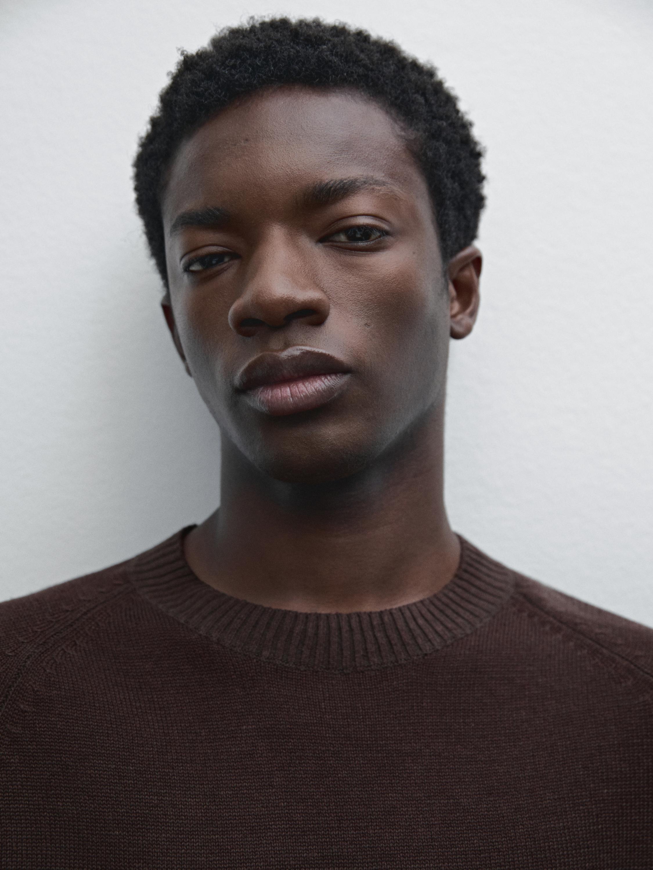 Linen blend crew neck sweater