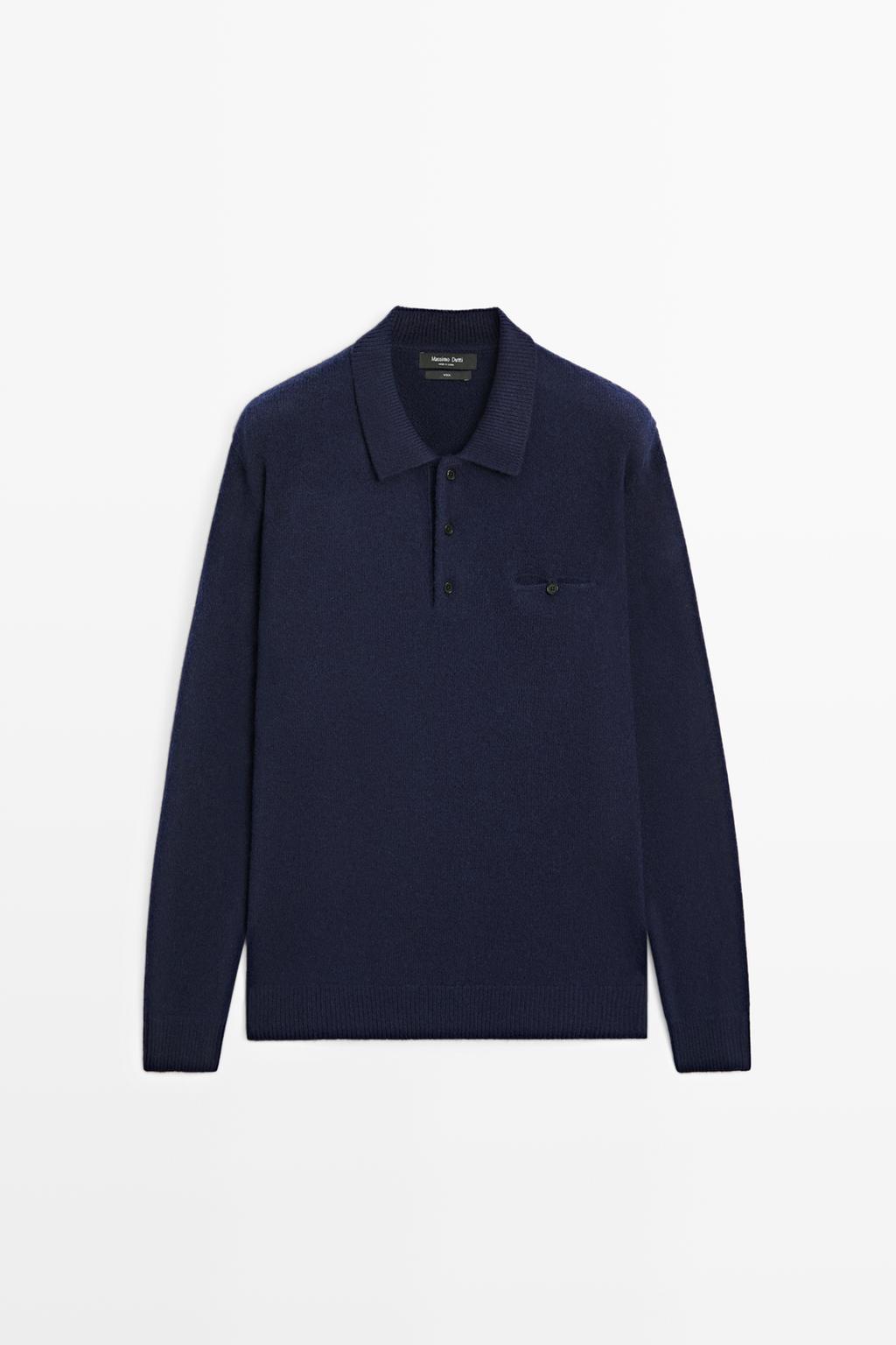 Massimo Dutti 100% yun trikotaj polo yaxalı sviter