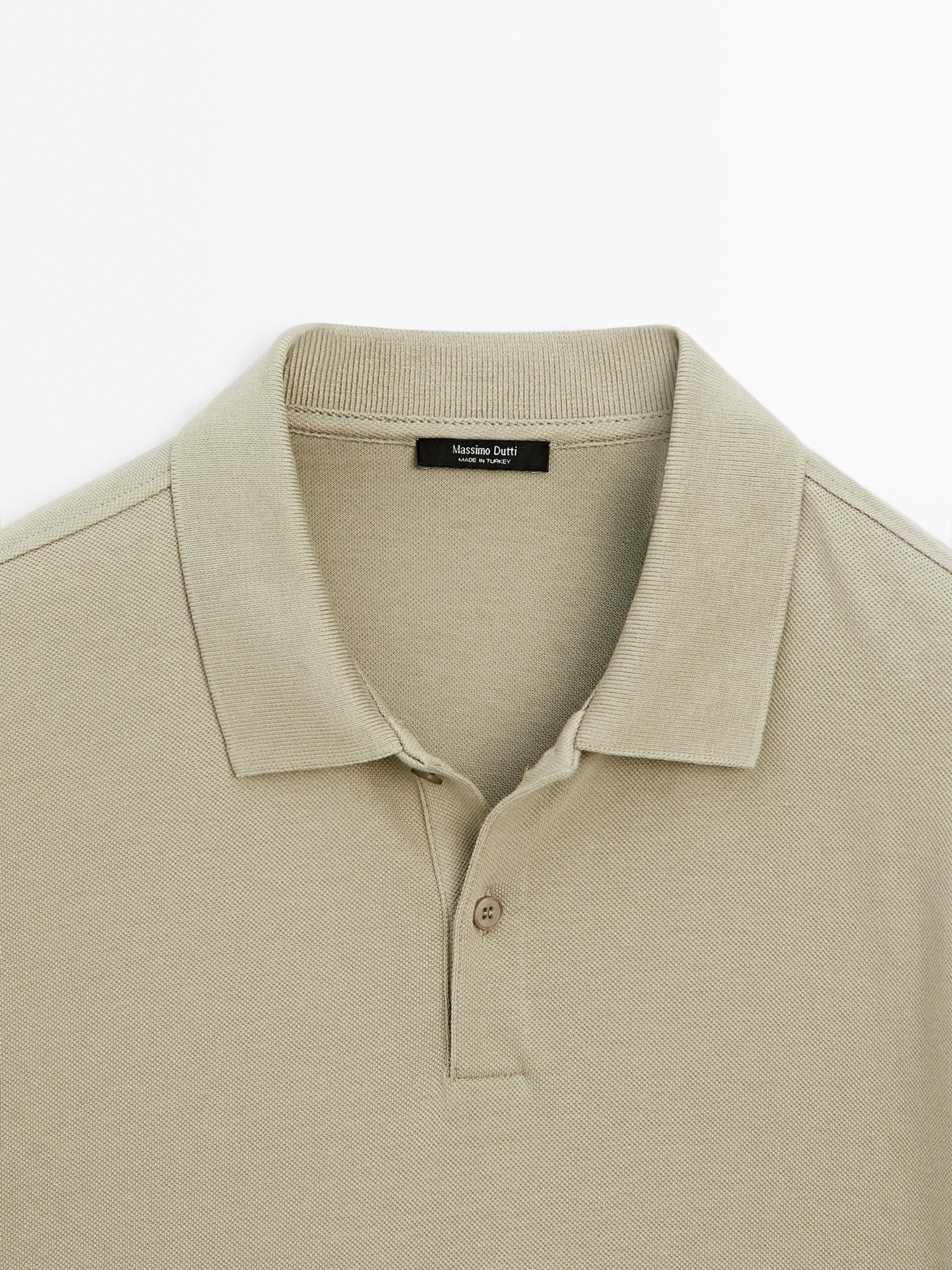 Micro textured piqué cotton polo shirt