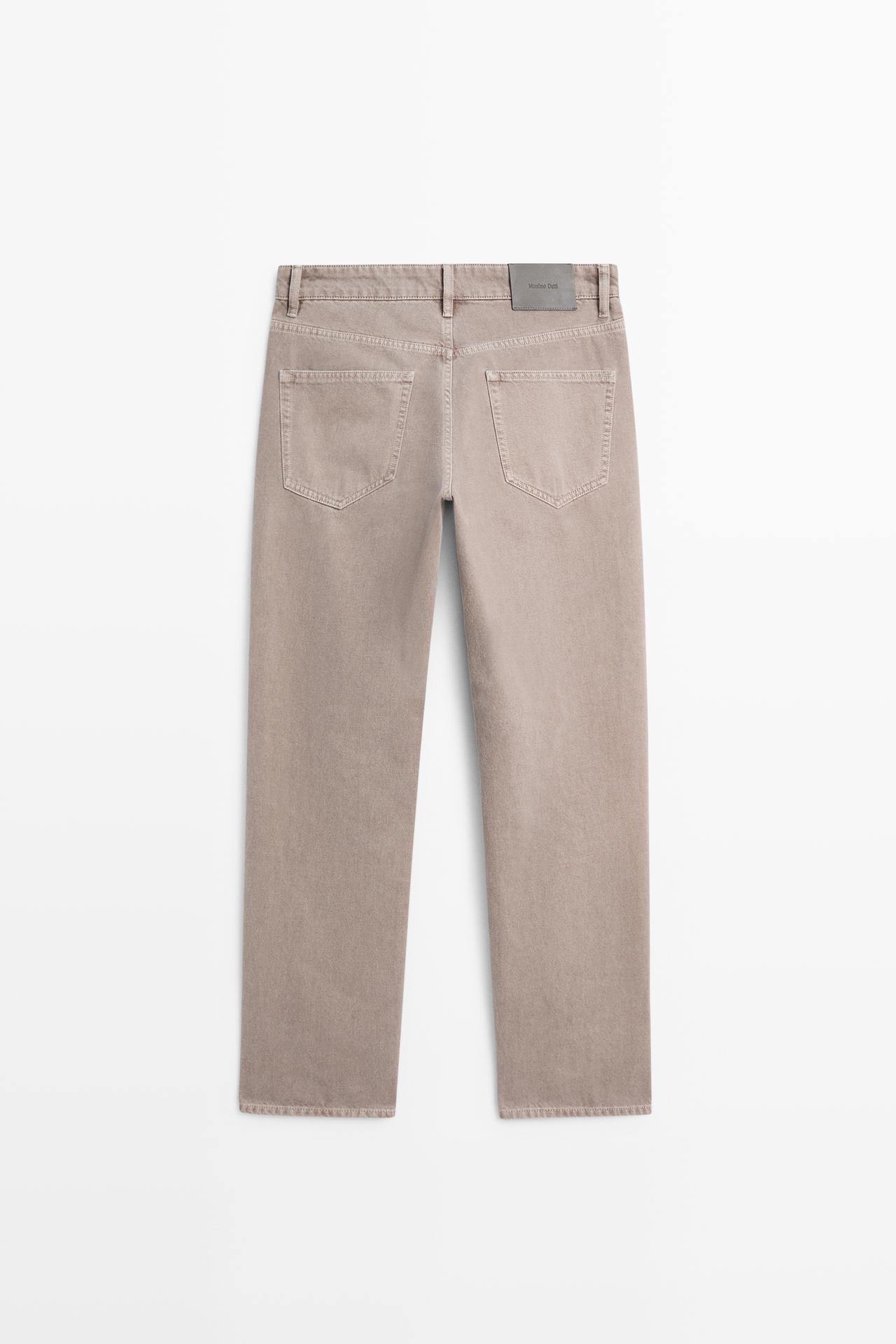 Tapered fit denim-effect pants — MINK
