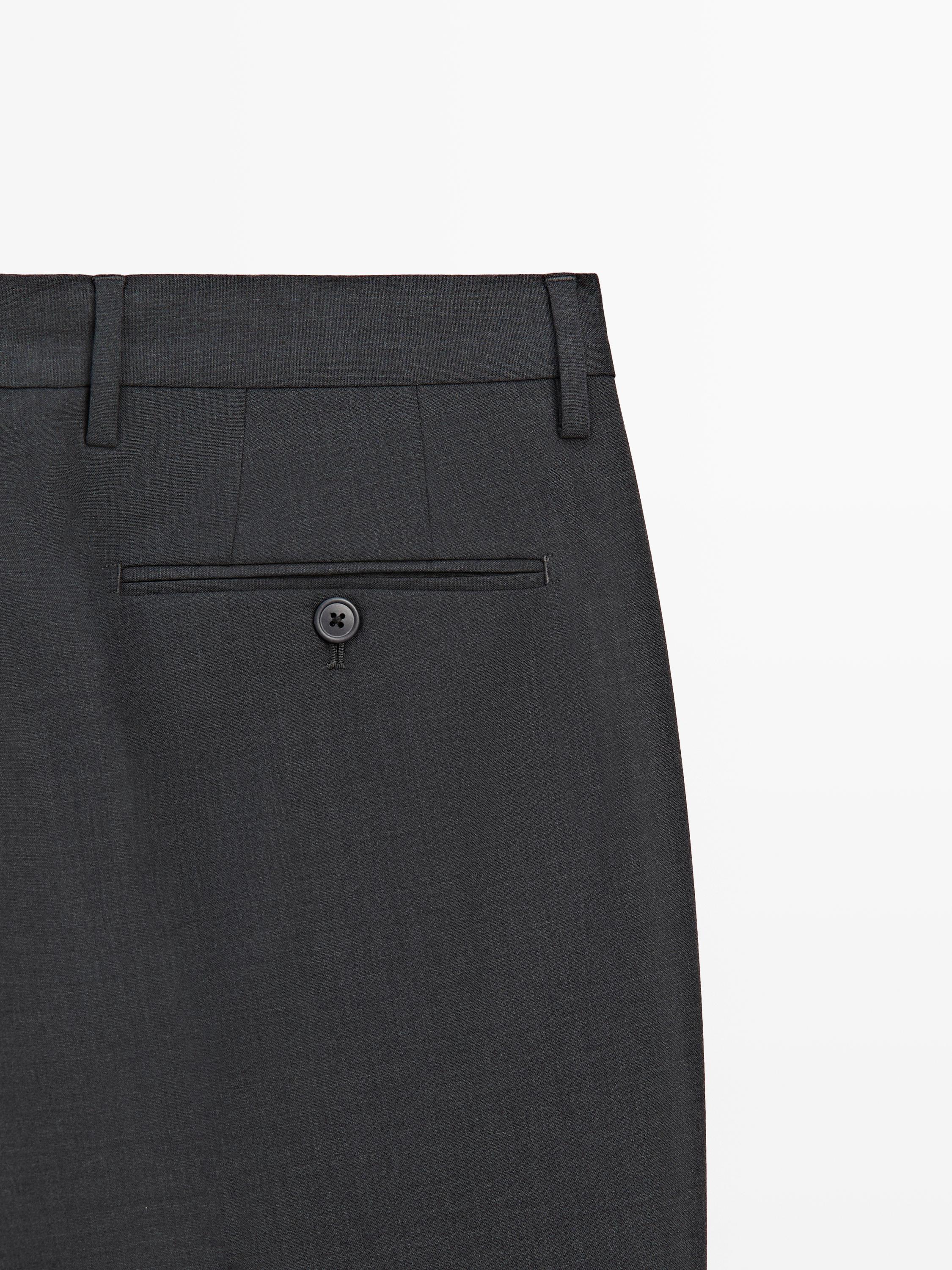 Cold wool suit trousers — CHARCOAL (alternate view)